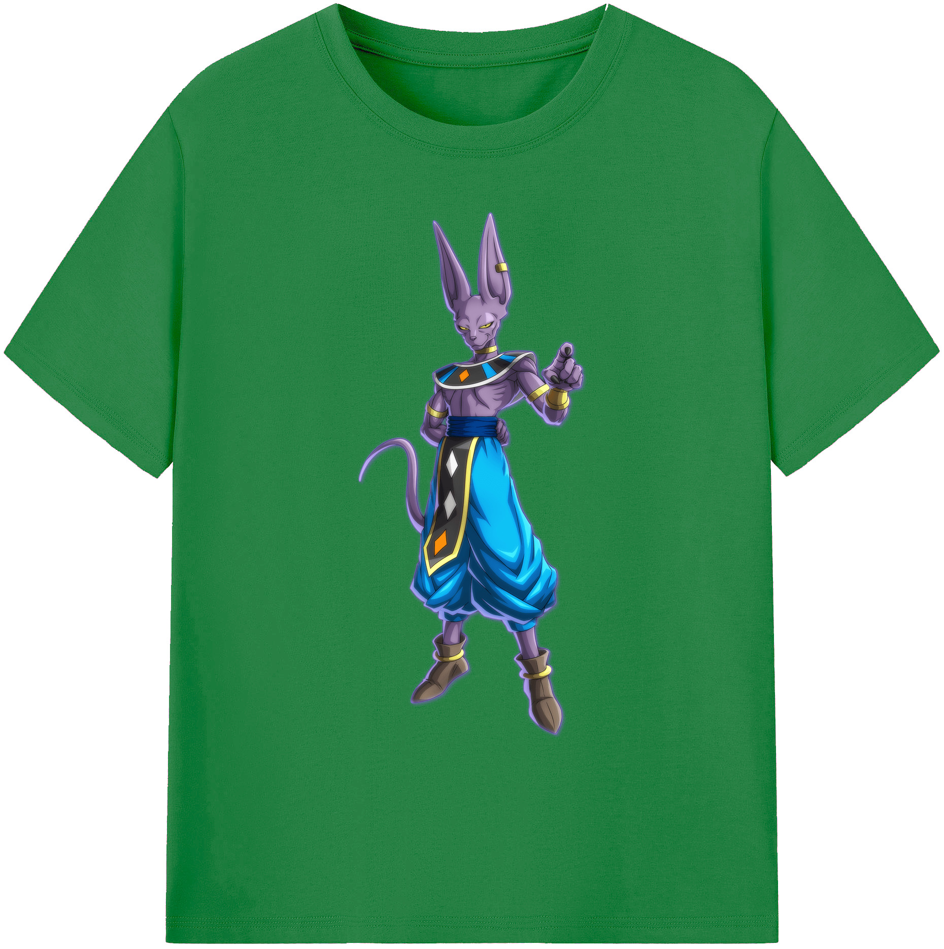 （画像用） ドラゴンボール ビルス 破壊神ビルス DRAGON BALL Beerus Birusu 綿100％ メンズ半袖Tシャツ｜肌触りやわらか＆通気性