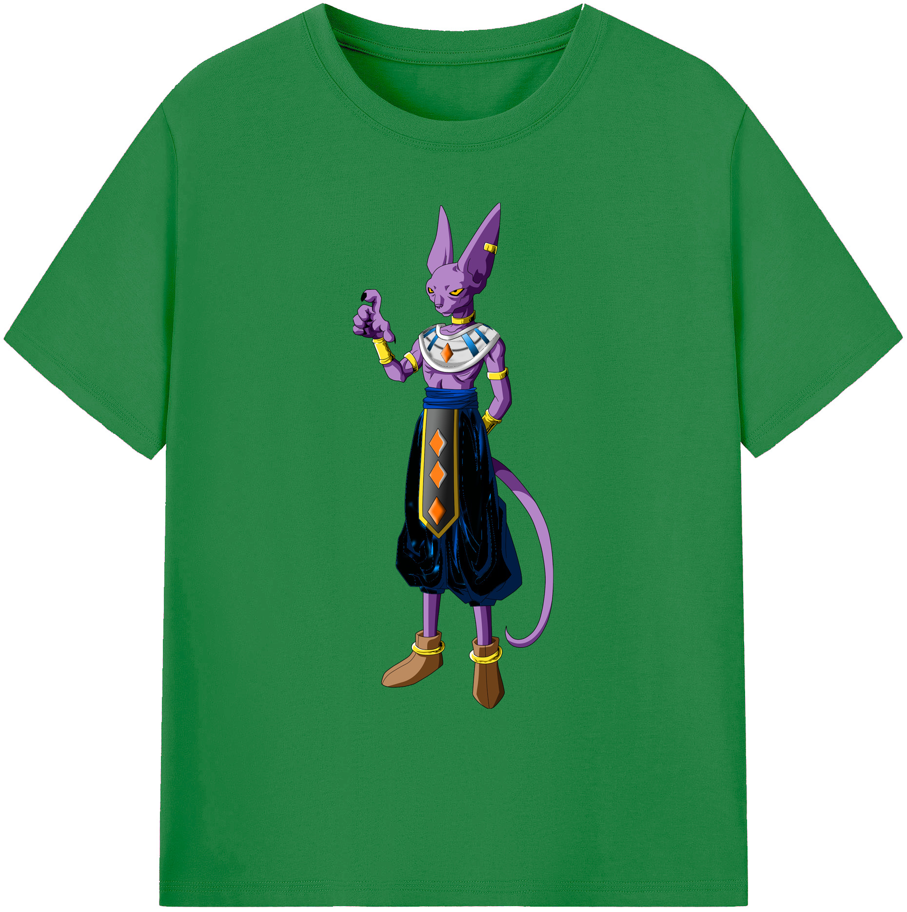 （画像用） ドラゴンボール ビルス 破壊神ビルス DRAGON BALL Beerus Birusu 綿100％ メンズ半袖Tシャツ｜肌触りやわらか＆通気性