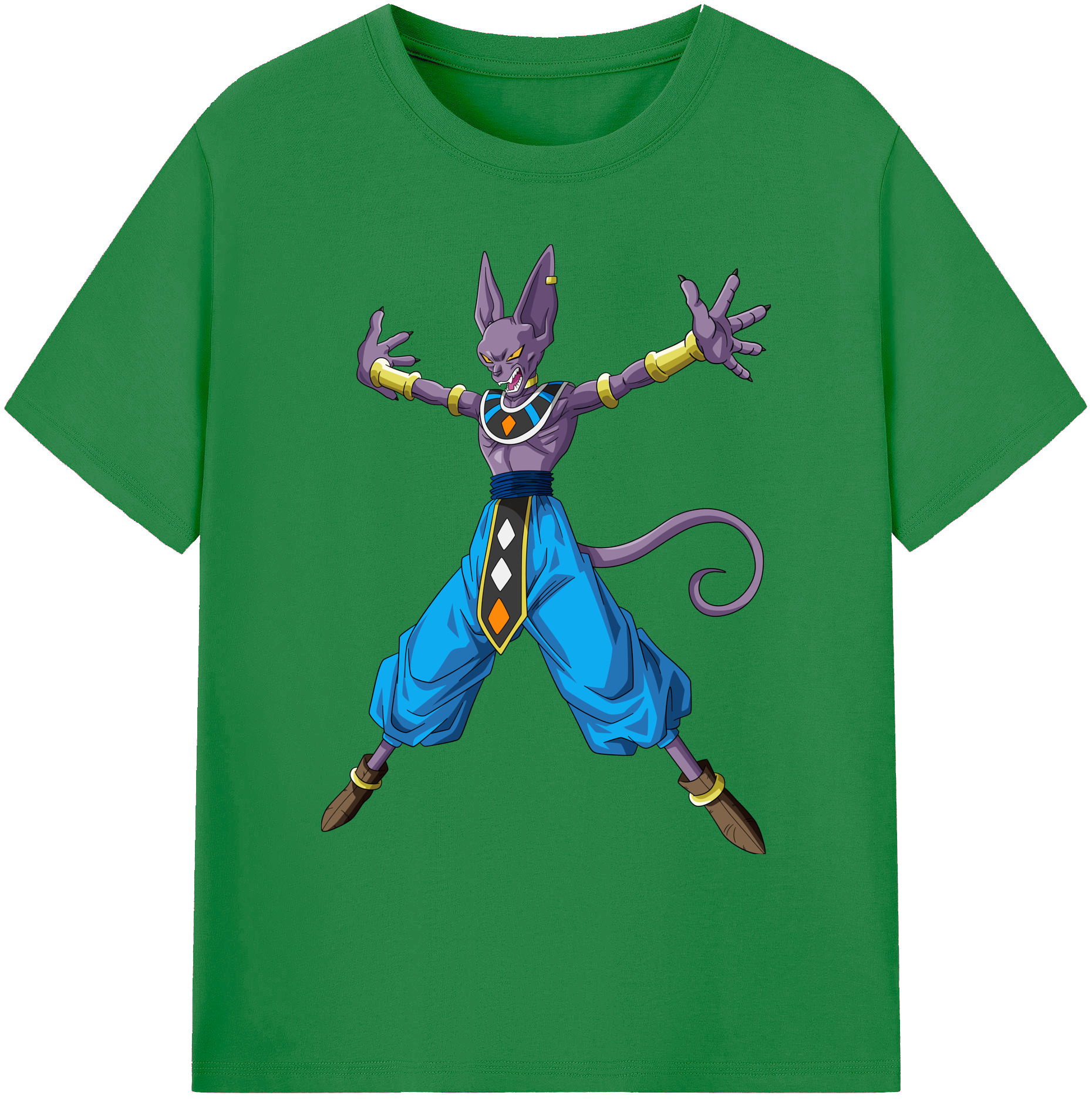 （画像用） ドラゴンボール ビルス 破壊神ビルス DRAGON BALL Beerus Birusu 綿100％ メンズ半袖Tシャツ｜肌触りやわらか＆通気性