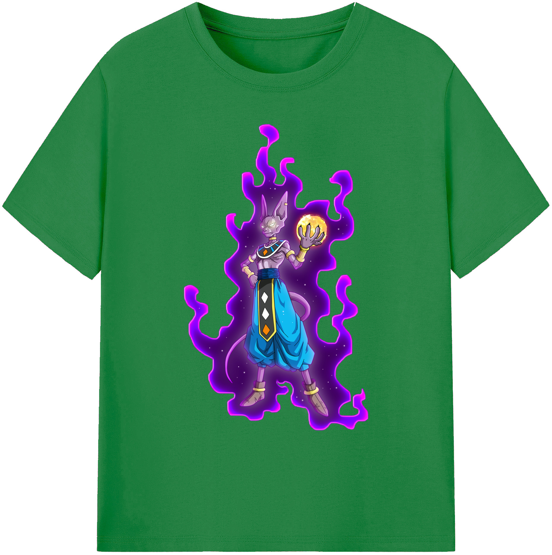 （画像用） ドラゴンボール ビルス 破壊神ビルス DRAGON BALL Beerus Birusu 綿100％ メンズ半袖Tシャツ｜肌触りやわらか＆通気性