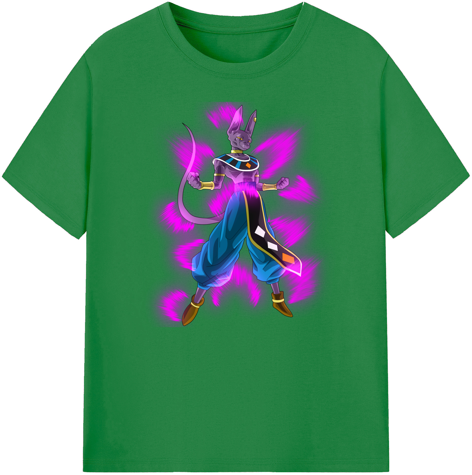 （画像用） ドラゴンボール ビルス 破壊神ビルス DRAGON BALL Beerus Birusu 綿100％ メンズ半袖Tシャツ｜肌触りやわらか＆通気性