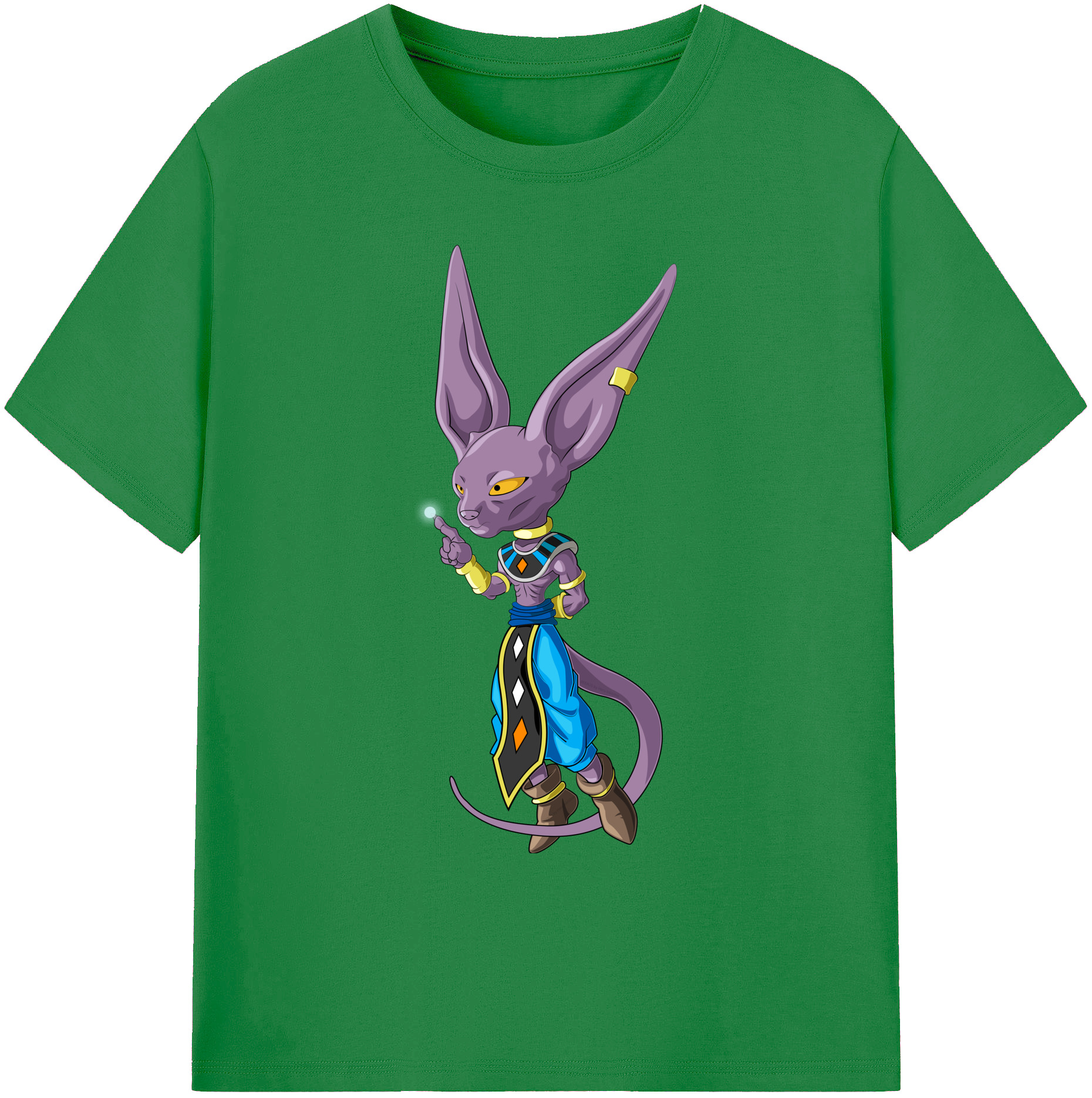 （画像用） ドラゴンボール ビルス 破壊神ビルス DRAGON BALL Beerus Birusu 綿100％ メンズ半袖Tシャツ｜肌触りやわらか＆通気性
