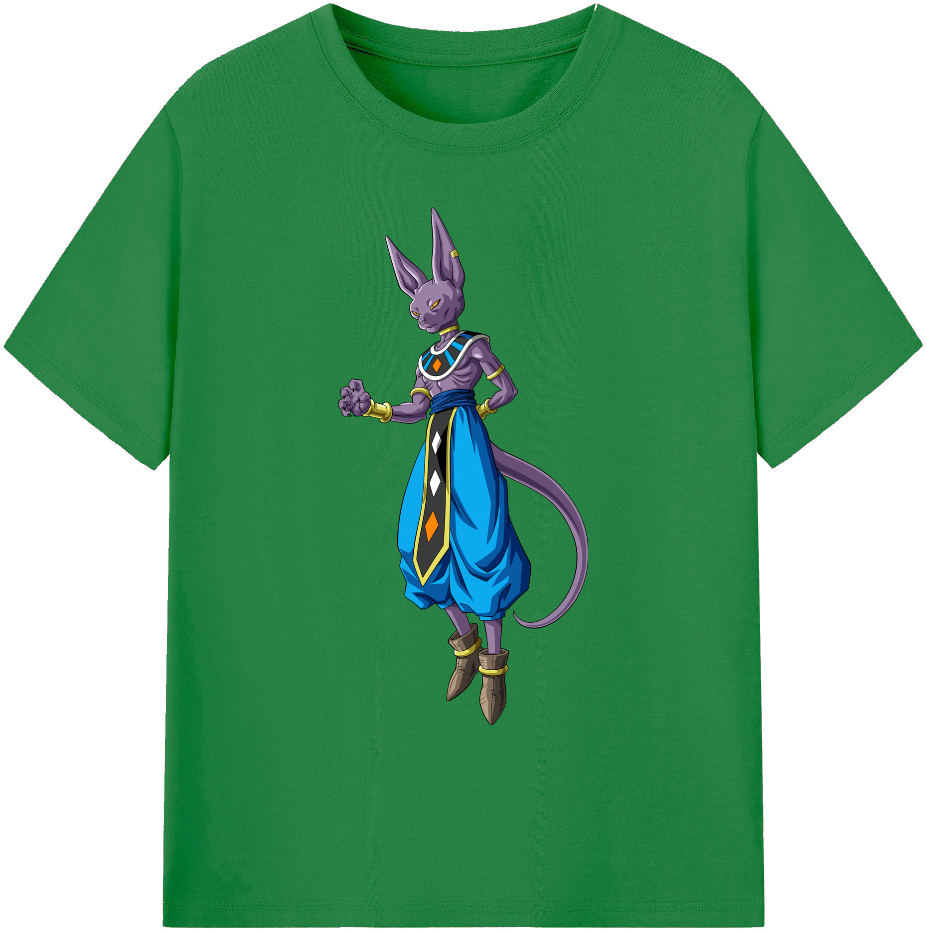 （画像用） ドラゴンボール ビルス 破壊神ビルス DRAGON BALL Beerus Birusu 綿100％ メンズ半袖Tシャツ｜肌触りやわらか＆通気性