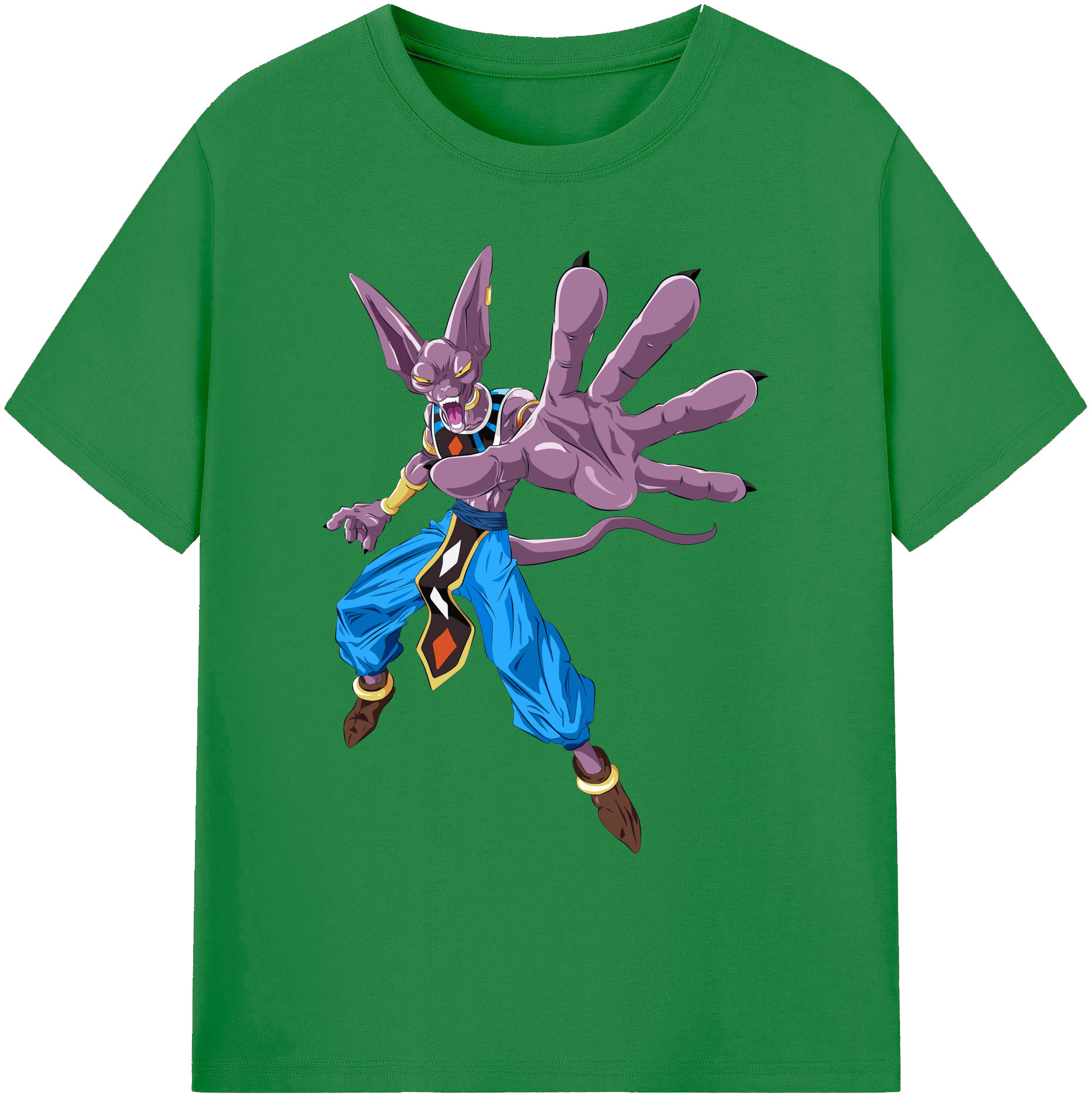 （画像用） ドラゴンボール ビルス 破壊神ビルス DRAGON BALL Beerus Birusu 綿100％ メンズ半袖Tシャツ｜肌触りやわらか＆通気性