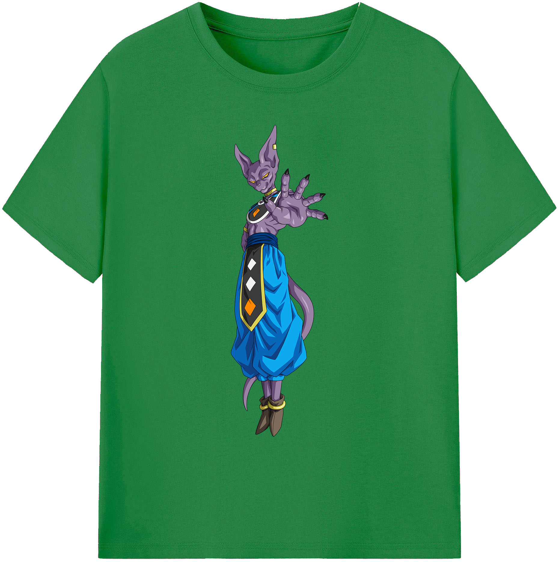 （画像用） ドラゴンボール ビルス 破壊神ビルス DRAGON BALL Beerus Birusu 綿100％ メンズ半袖Tシャツ｜肌触りやわらか＆通気性