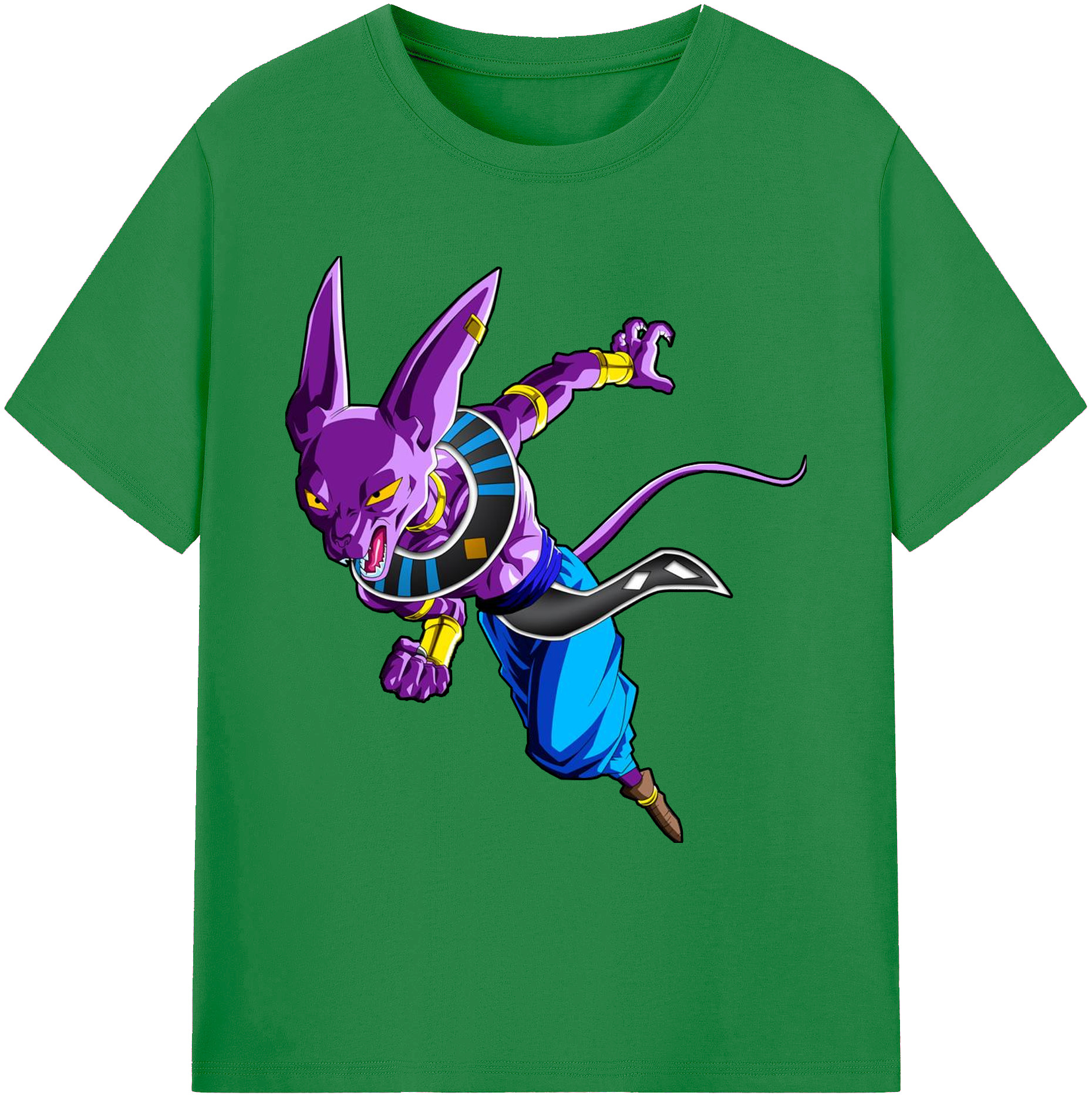 （画像用） ドラゴンボール ビルス 破壊神ビルス DRAGON BALL Beerus Birusu 綿100％ メンズ半袖Tシャツ｜肌触りやわらか＆通気性
