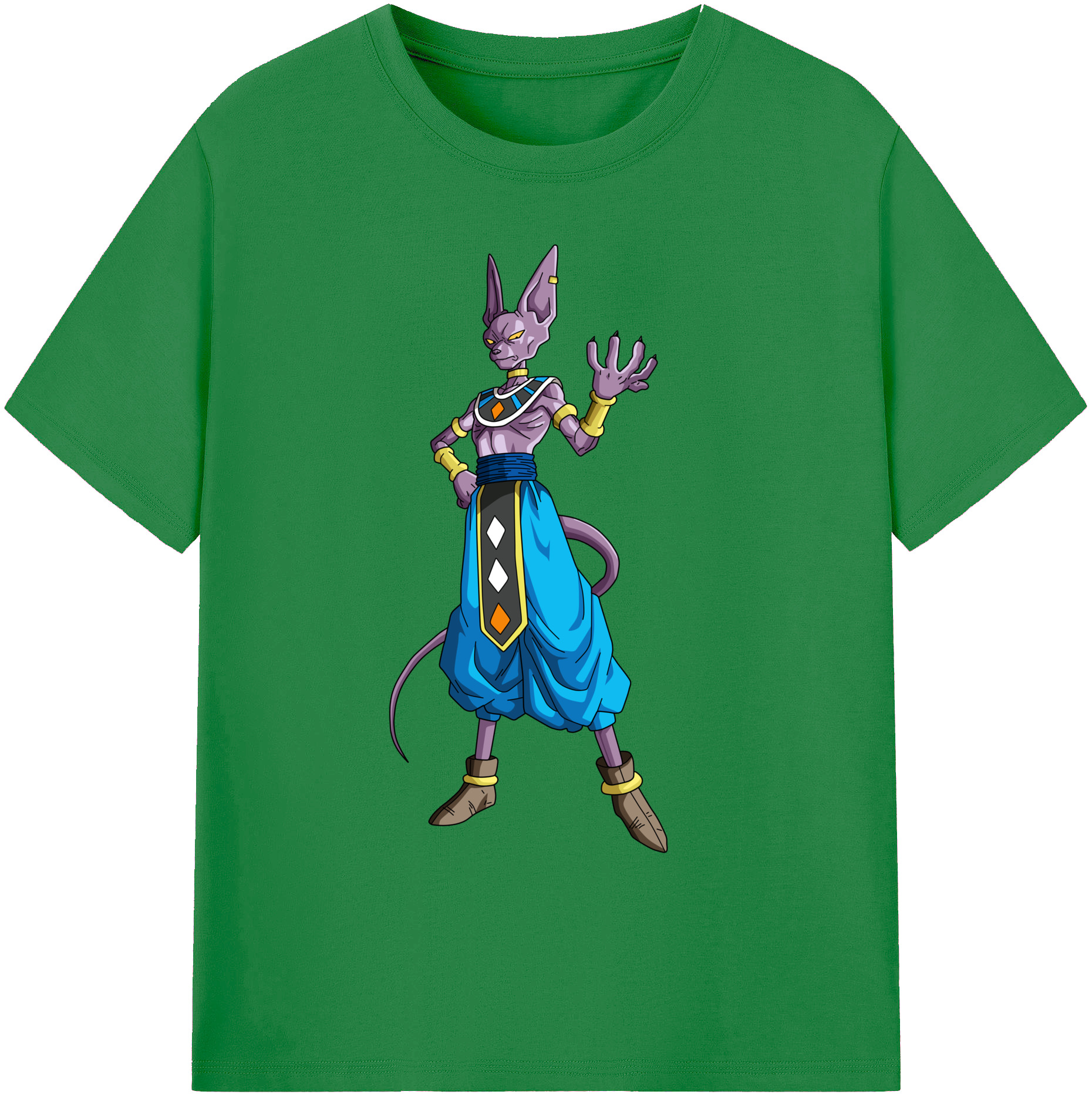 （画像用） ドラゴンボール ビルス 破壊神ビルス DRAGON BALL Beerus Birusu 綿100％ メンズ半袖Tシャツ｜肌触りやわらか＆通気性