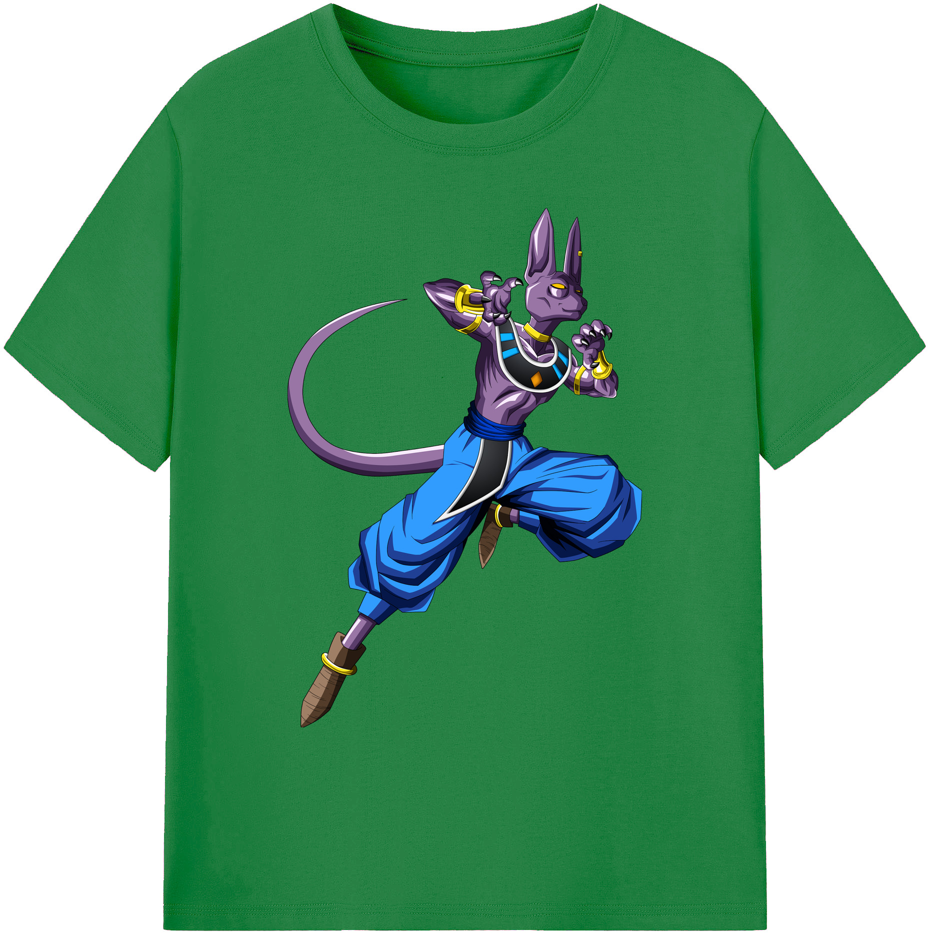 （画像用） ドラゴンボール ビルス 破壊神ビルス DRAGON BALL Beerus Birusu 綿100％ メンズ半袖Tシャツ｜肌触りやわらか＆通気性