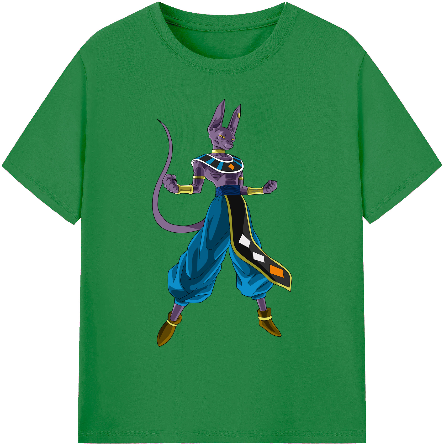 （画像用） ドラゴンボール ビルス 破壊神ビルス DRAGON BALL Beerus Birusu 綿100％ メンズ半袖Tシャツ｜肌触りやわらか＆通気性