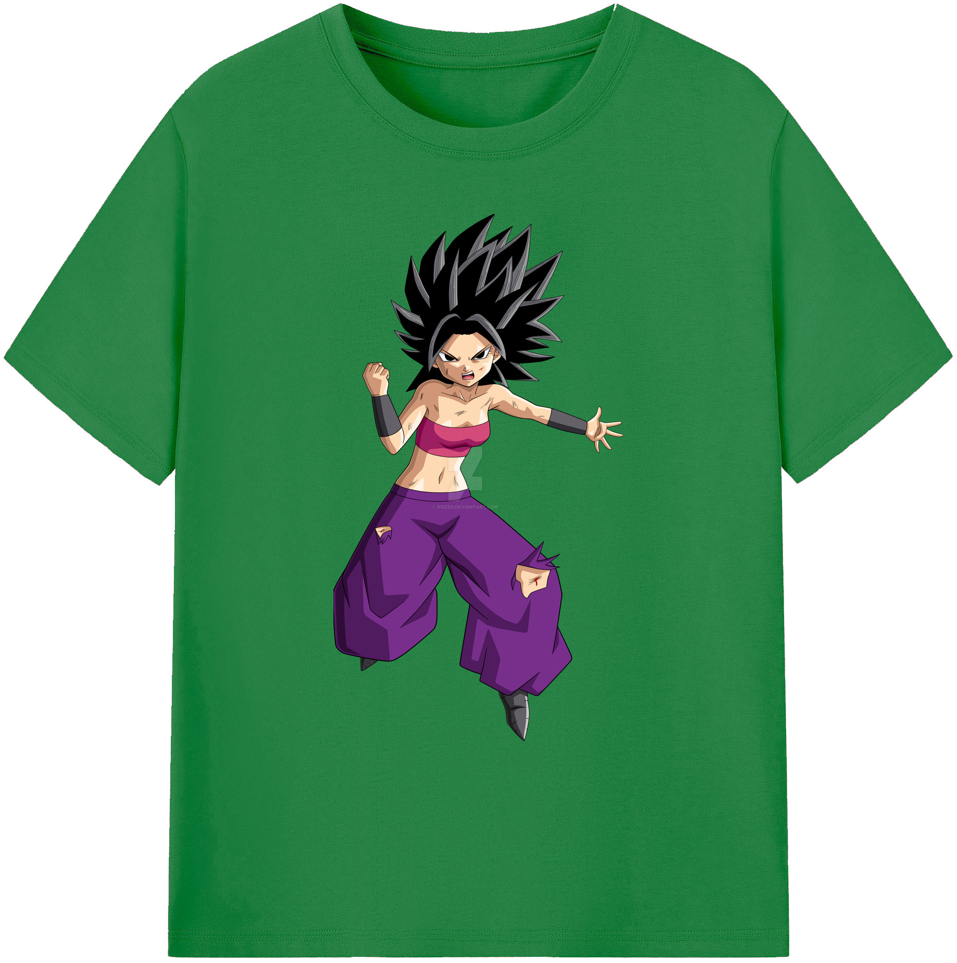 （画像用） ドラゴンボール カリフラ DRAGON BALL Caulifla 綿100％ メンズ半袖Tシャツ｜肌触りやわらか＆通気性