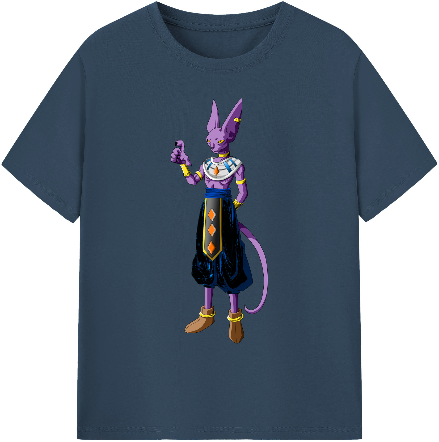 （画像用） ドラゴンボール ビルス 破壊神ビルス DRAGON BALL Beerus Birusu 綿100％ メンズ半袖Tシャツ｜肌触りやわらか＆通気性