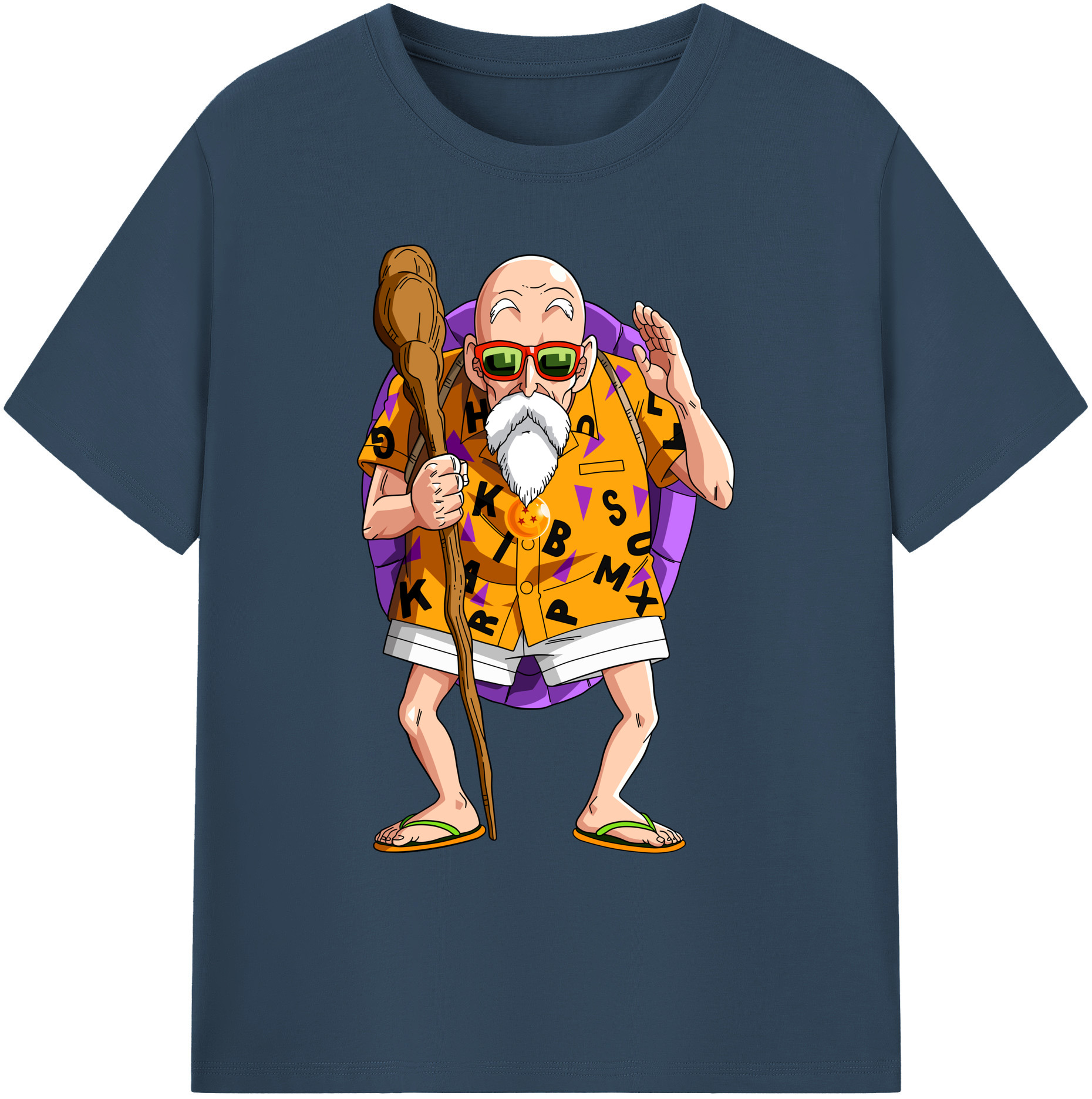 （画像用） ドラゴンボール 亀仙人（かめせんにん） DRAGON BALL Master Roshi Kame Sennin 綿100％ メンズ半袖Tシャツ｜肌触りやわらか＆通気性