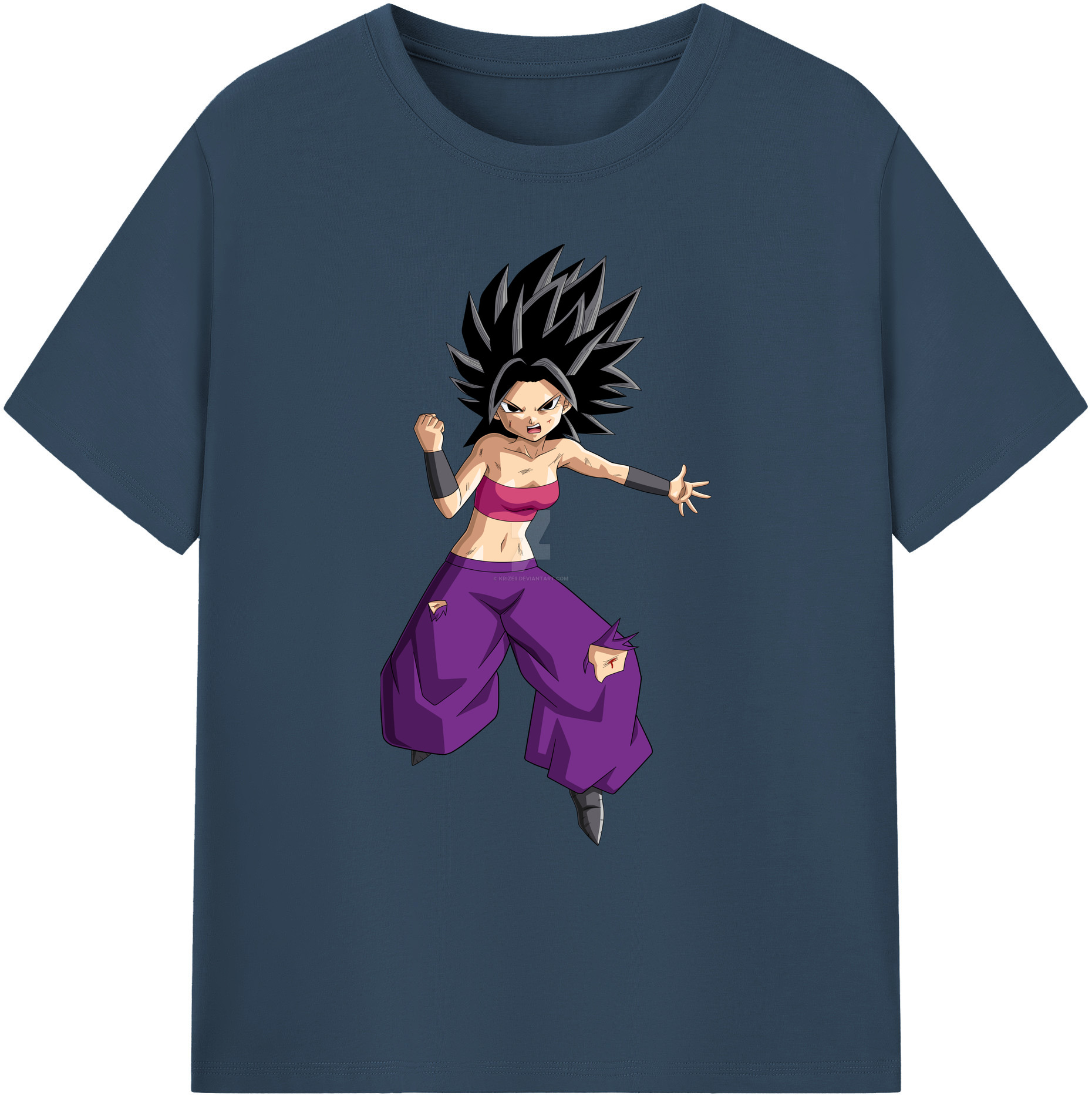 （画像用） ドラゴンボール カリフラ DRAGON BALL Caulifla 綿100％ メンズ半袖Tシャツ｜肌触りやわらか＆通気性