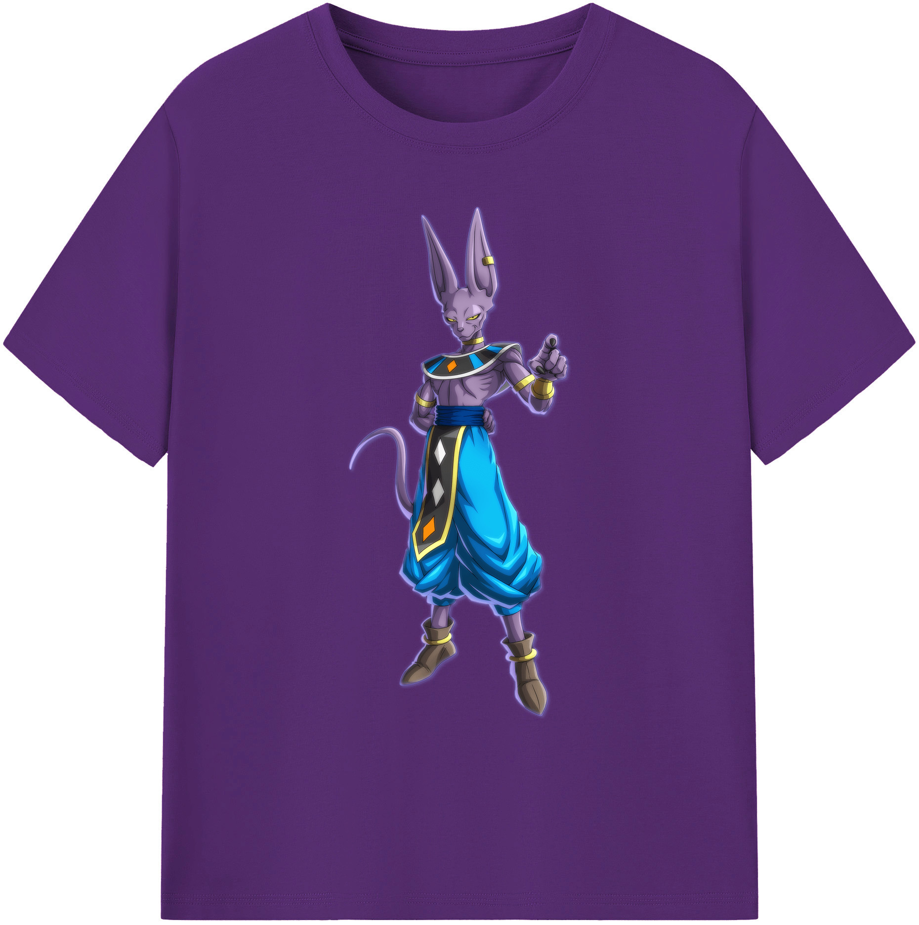 （画像用） ドラゴンボール ビルス 破壊神ビルス DRAGON BALL Beerus Birusu 綿100％ メンズ半袖Tシャツ｜肌触りやわらか＆通気性