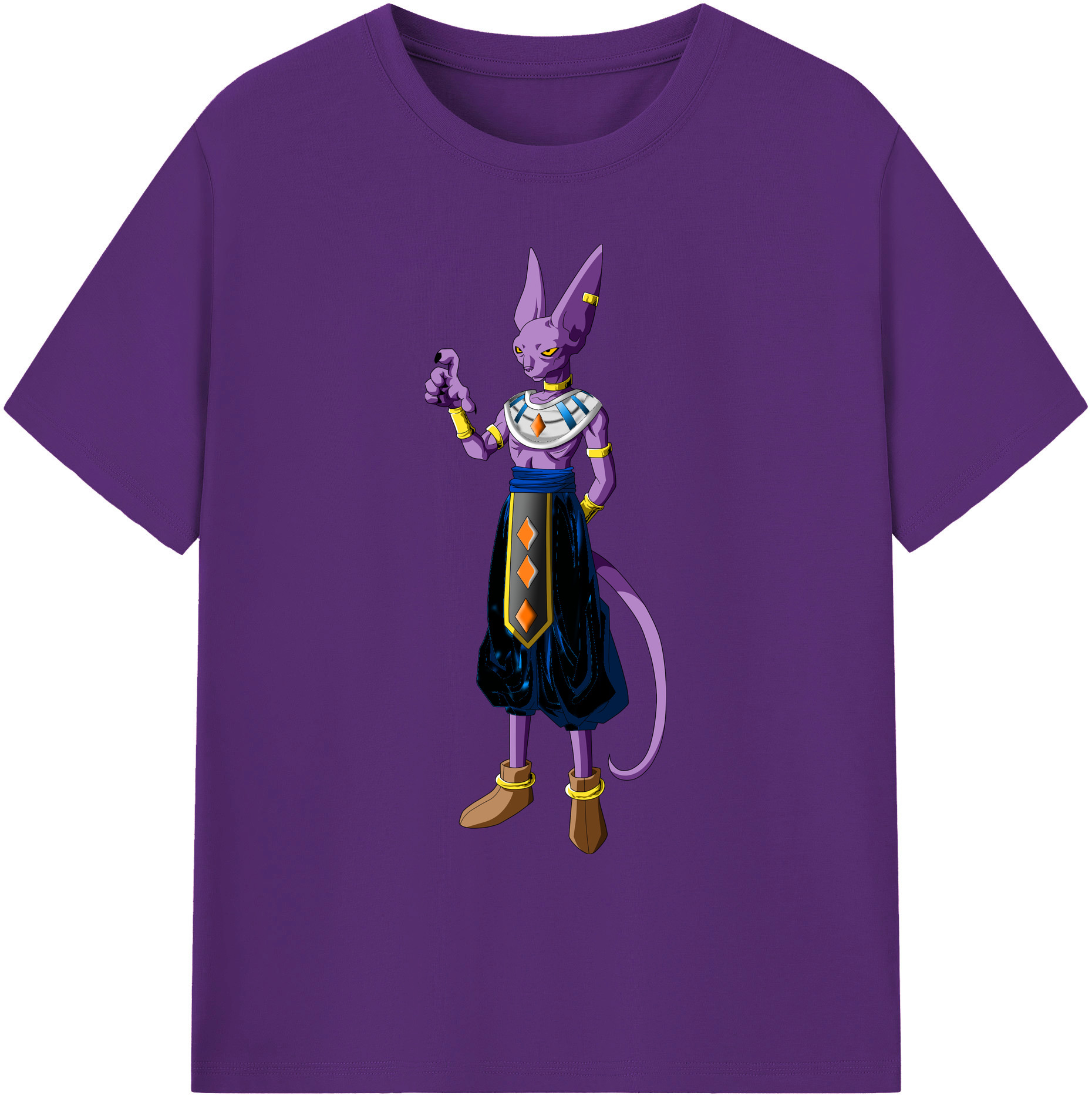 （画像用） ドラゴンボール ビルス 破壊神ビルス DRAGON BALL Beerus Birusu 綿100％ メンズ半袖Tシャツ｜肌触りやわらか＆通気性