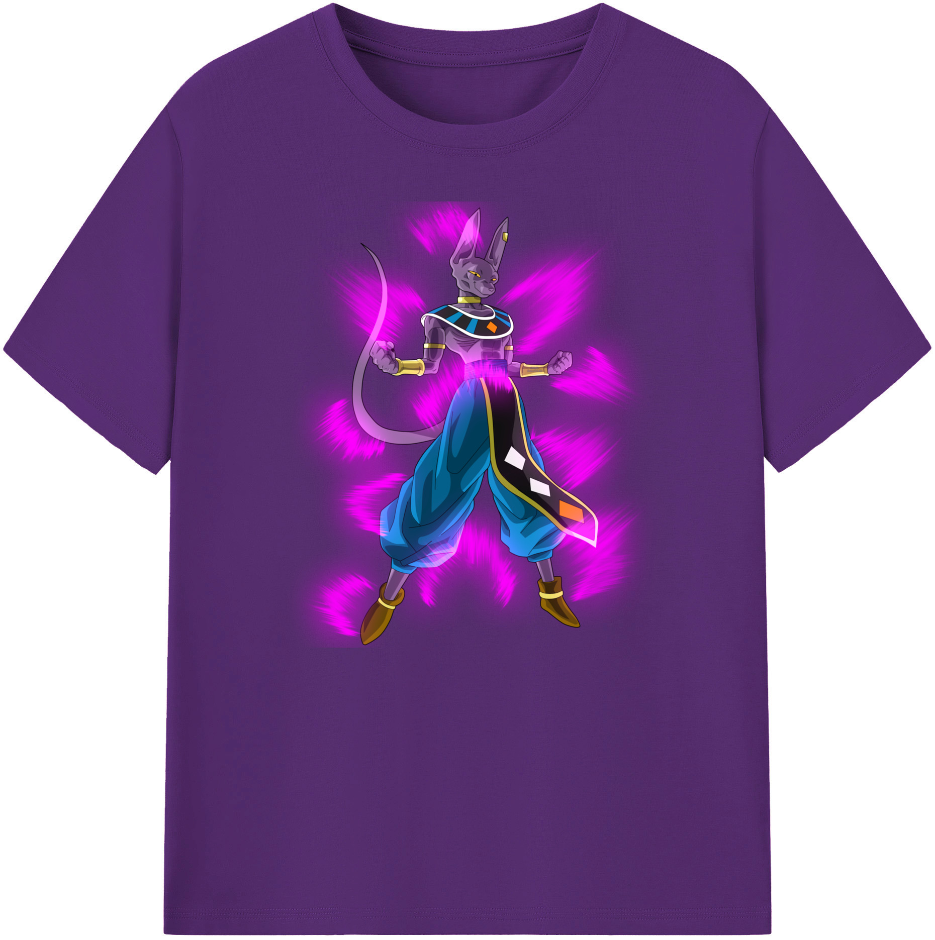 （画像用） ドラゴンボール ビルス 破壊神ビルス DRAGON BALL Beerus Birusu 綿100％ メンズ半袖Tシャツ｜肌触りやわらか＆通気性