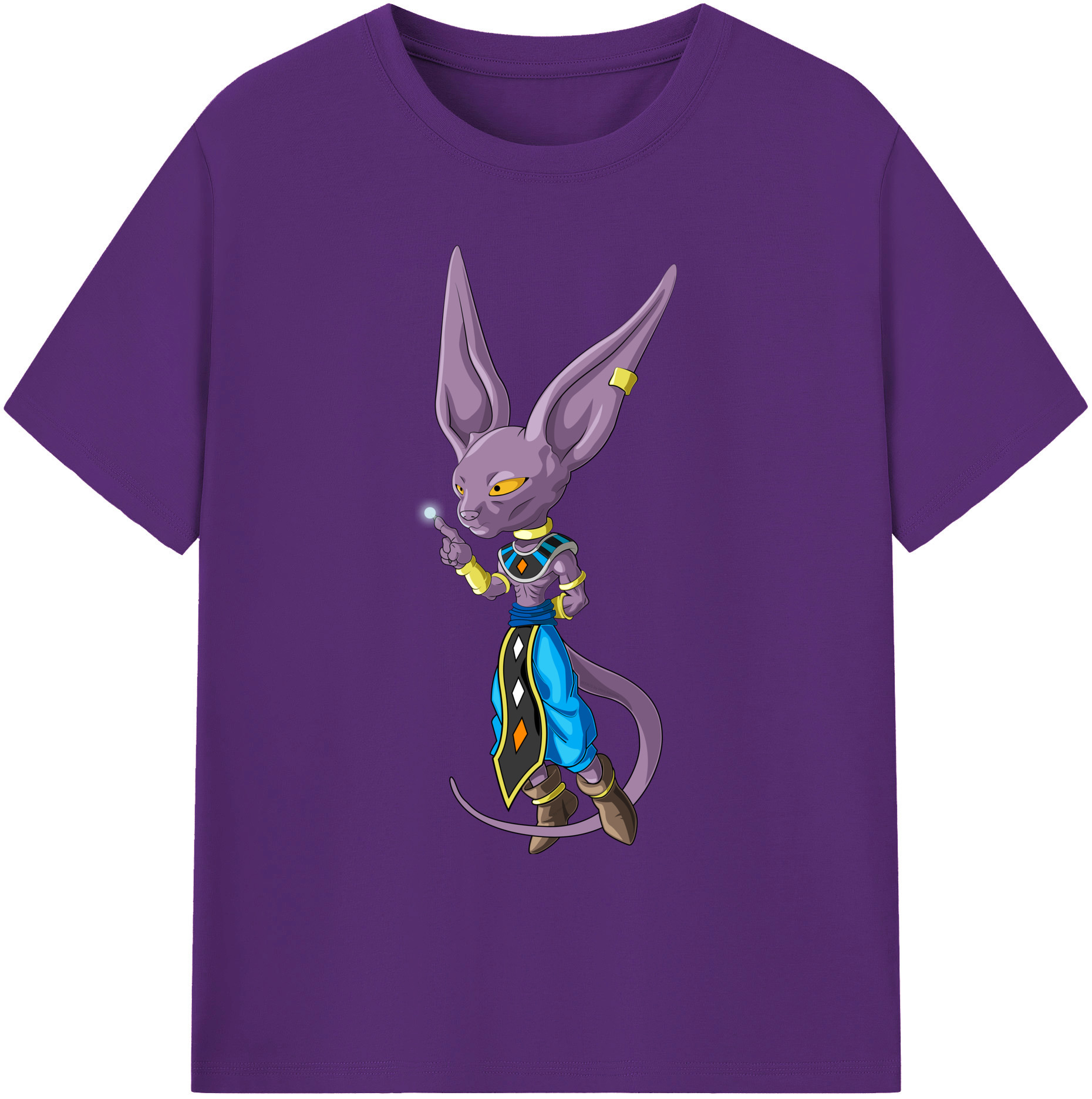 （画像用） ドラゴンボール ビルス 破壊神ビルス DRAGON BALL Beerus Birusu 綿100％ メンズ半袖Tシャツ｜肌触りやわらか＆通気性