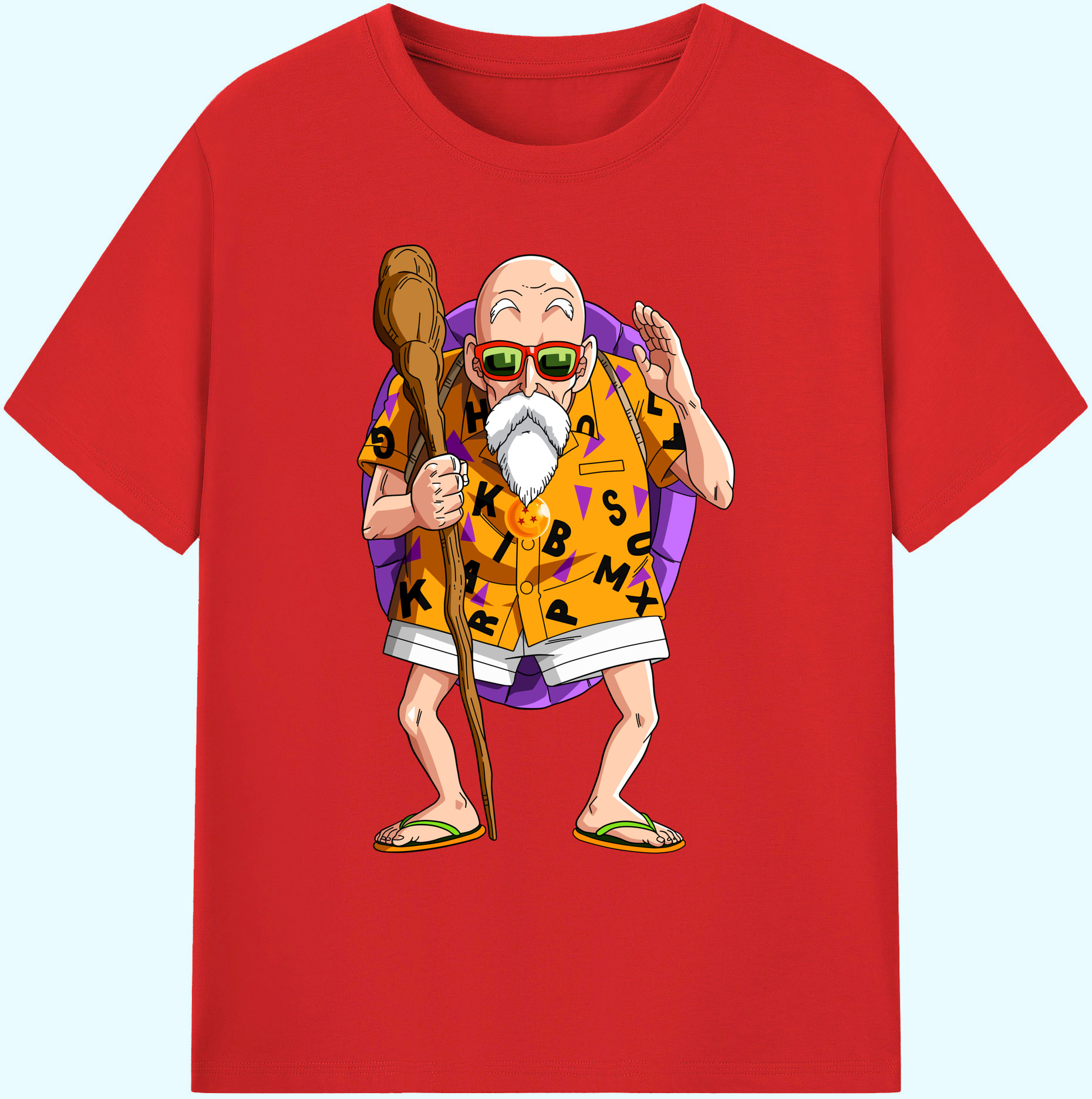 （画像用） ドラゴンボール 亀仙人（かめせんにん） DRAGON BALL Master Roshi Kame Sennin 綿100％ メンズ半袖Tシャツ｜肌触りやわらか＆通気性