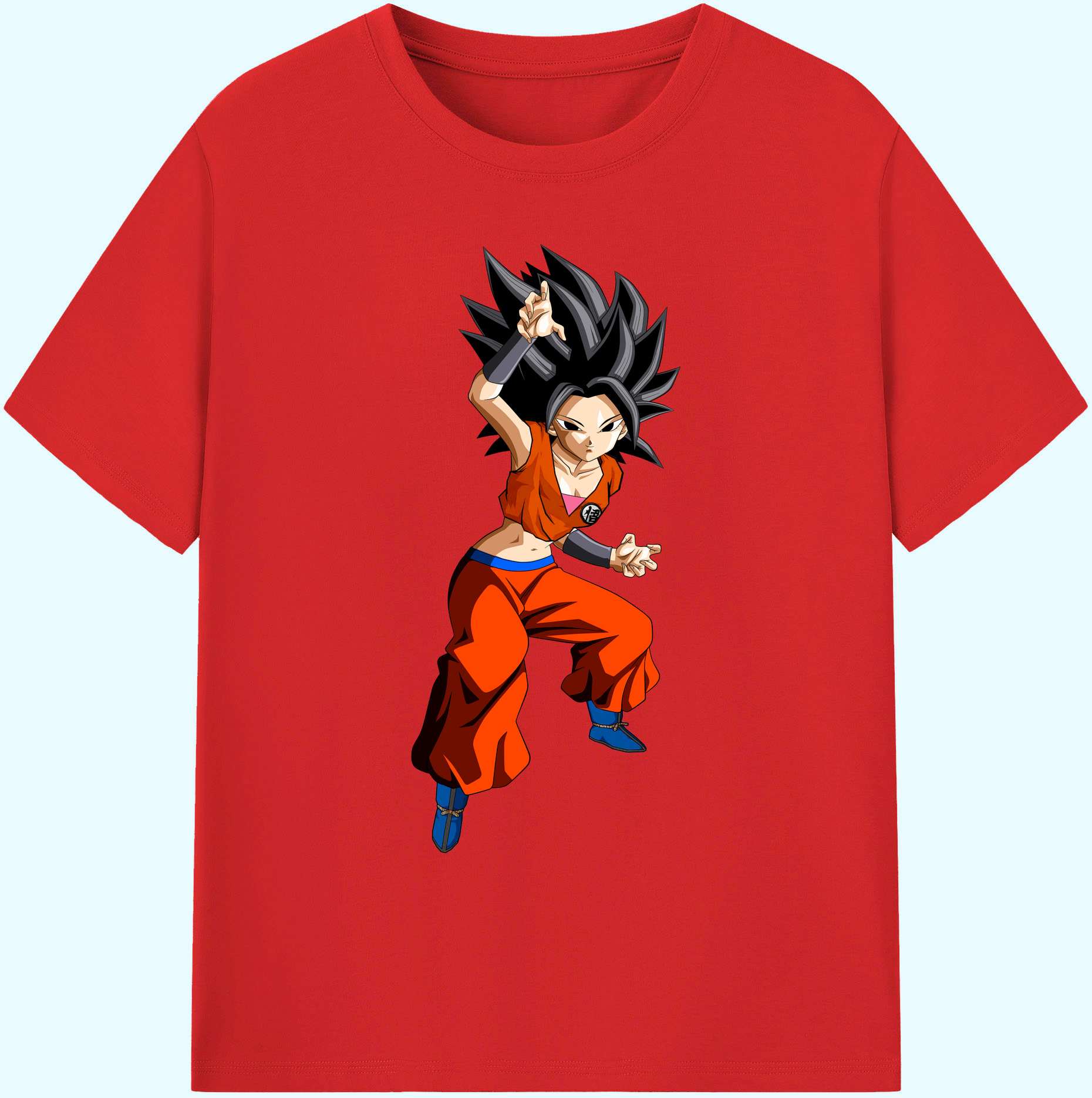 （画像用） ドラゴンボール カリフラ DRAGON BALL Caulifla 綿100％ メンズ半袖Tシャツ｜肌触りやわらか＆通気性