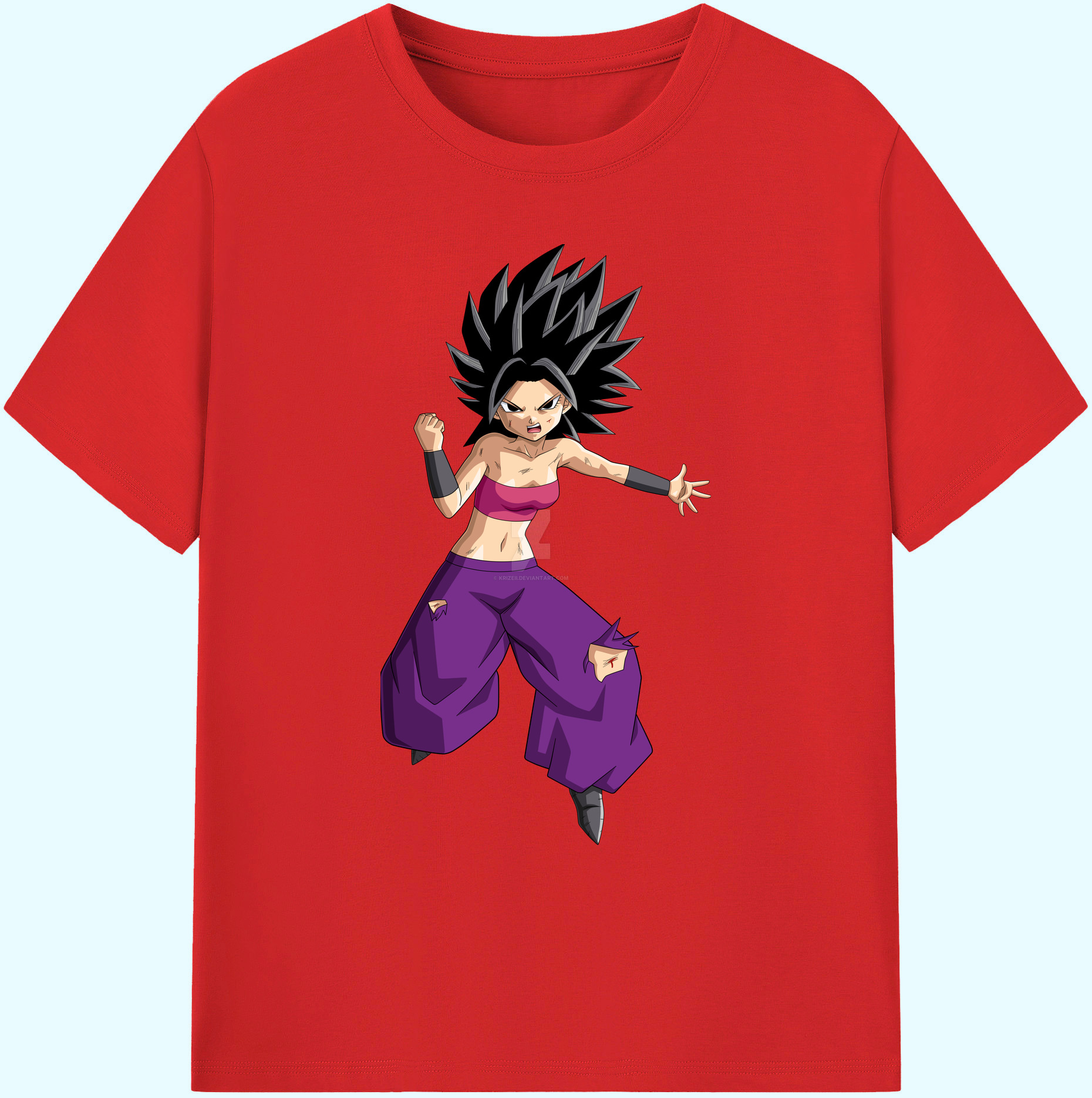 （画像用） ドラゴンボール カリフラ DRAGON BALL Caulifla 綿100％ メンズ半袖Tシャツ｜肌触りやわらか＆通気性