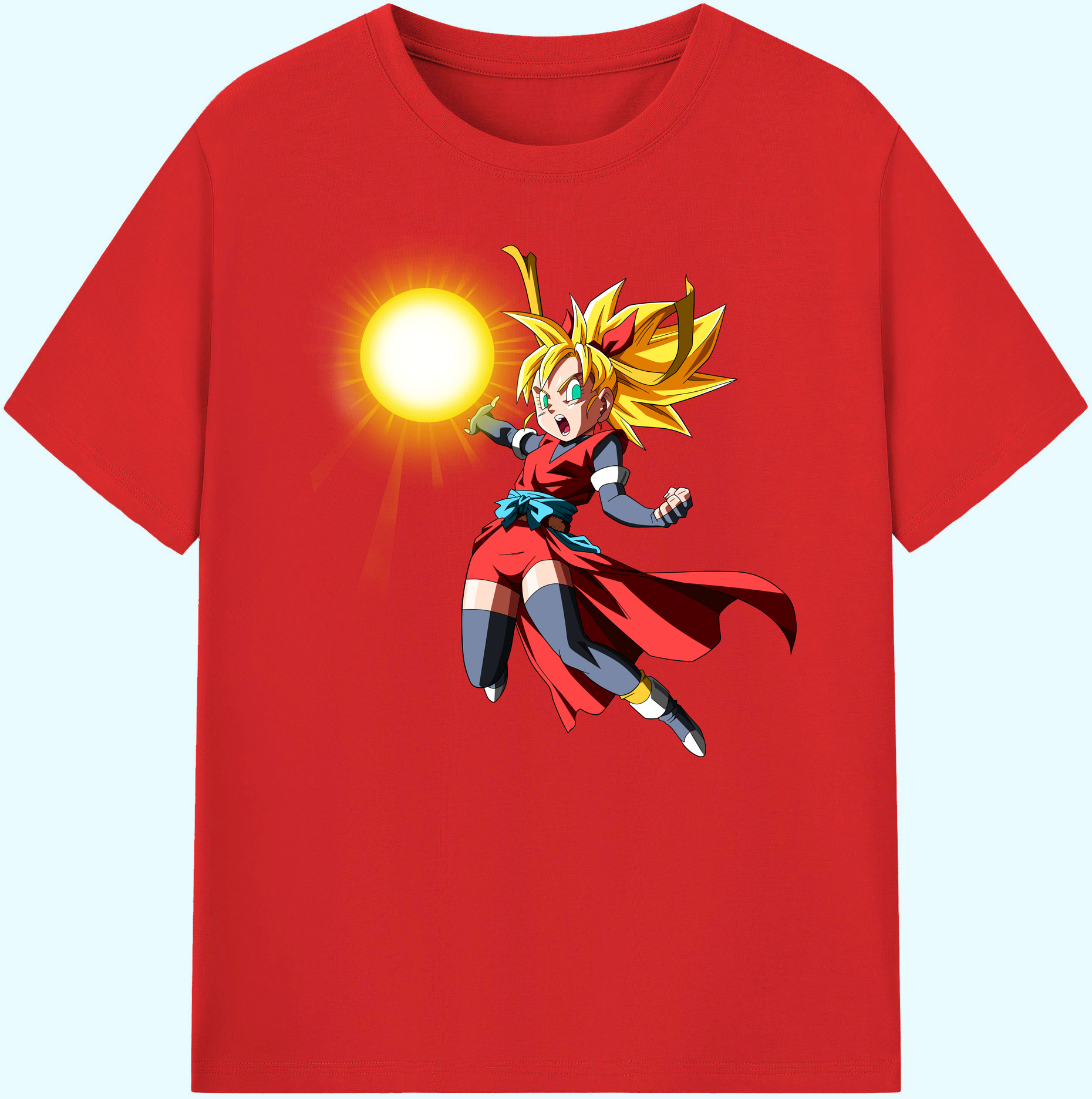 （画像用） ドラゴンボール カリフラ DRAGON BALL Caulifla 綿100％ メンズ半袖Tシャツ｜肌触りやわらか＆通気性
