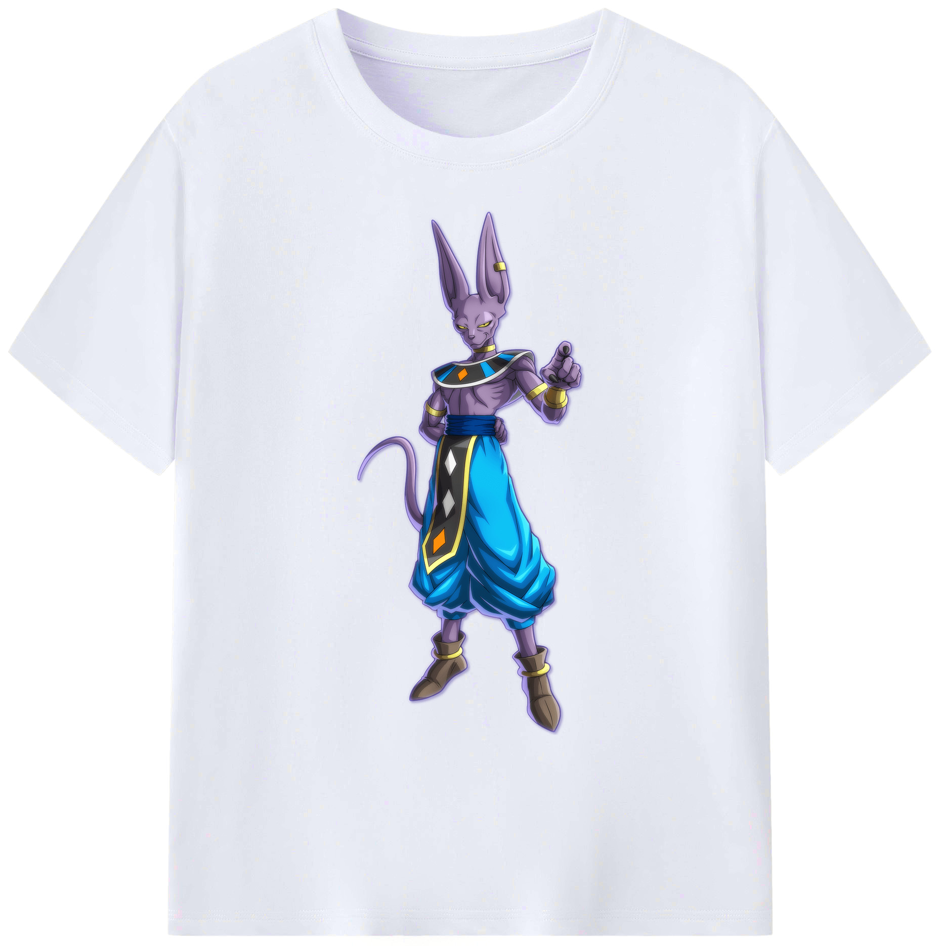 （画像用） ドラゴンボール ビルス 破壊神ビルス DRAGON BALL Beerus Birusu 綿100％ メンズ半袖Tシャツ｜肌触りやわらか＆通気性