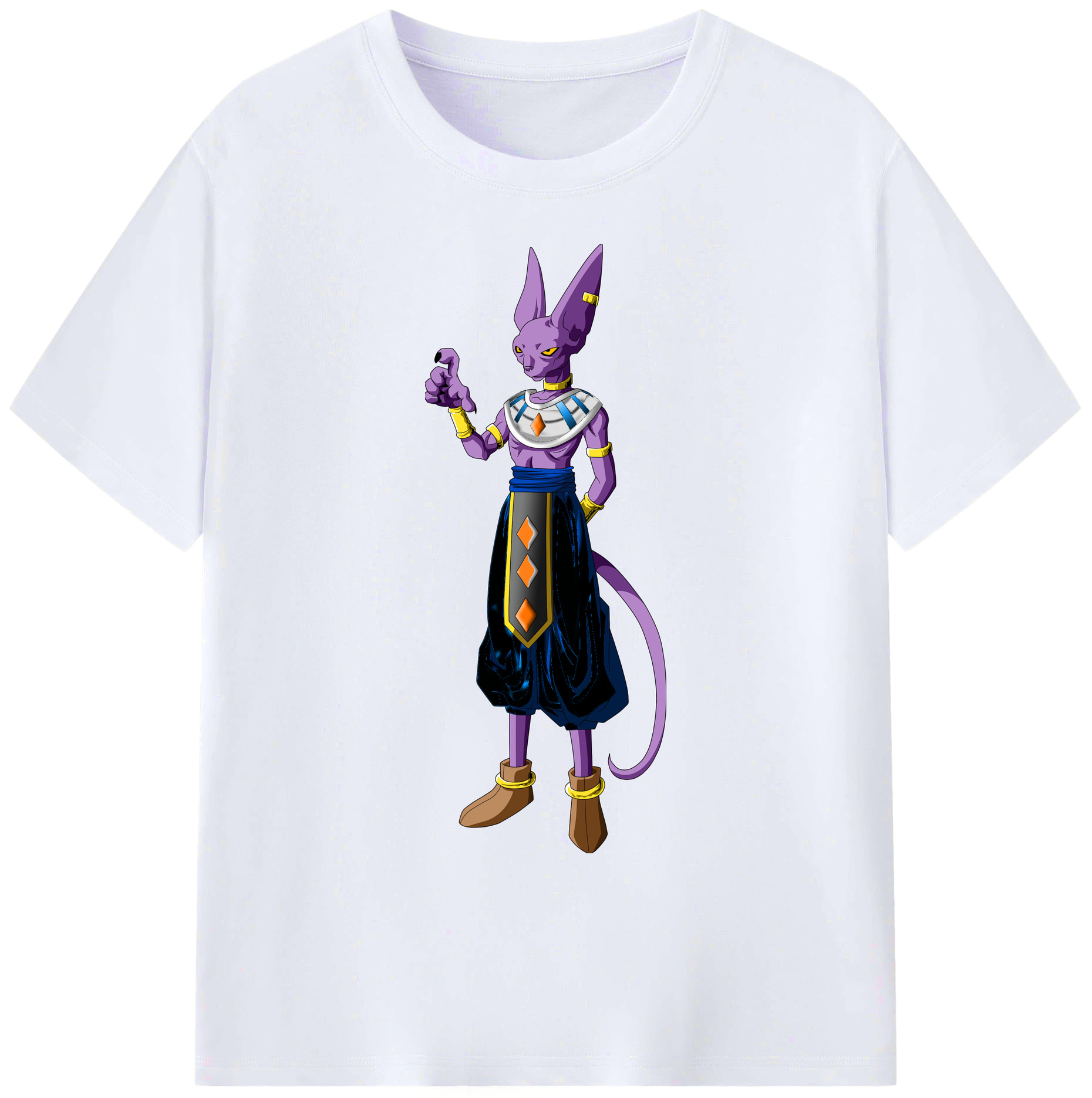 （画像用） ドラゴンボール ビルス 破壊神ビルス DRAGON BALL Beerus Birusu 綿100％ メンズ半袖Tシャツ｜肌触りやわらか＆通気性