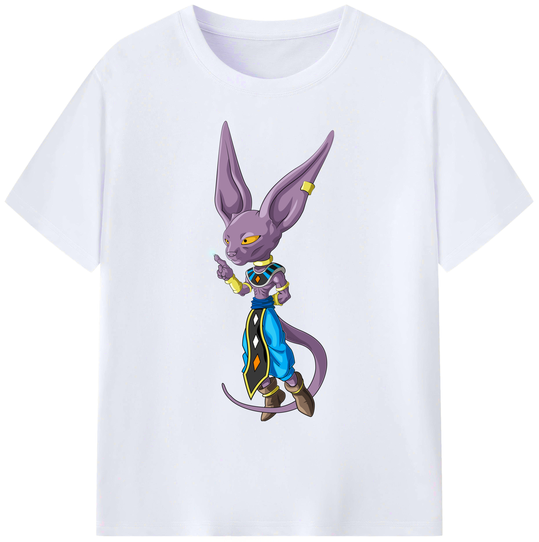 （画像用） ドラゴンボール ビルス 破壊神ビルス DRAGON BALL Beerus Birusu 綿100％ メンズ半袖Tシャツ｜肌触りやわらか＆通気性