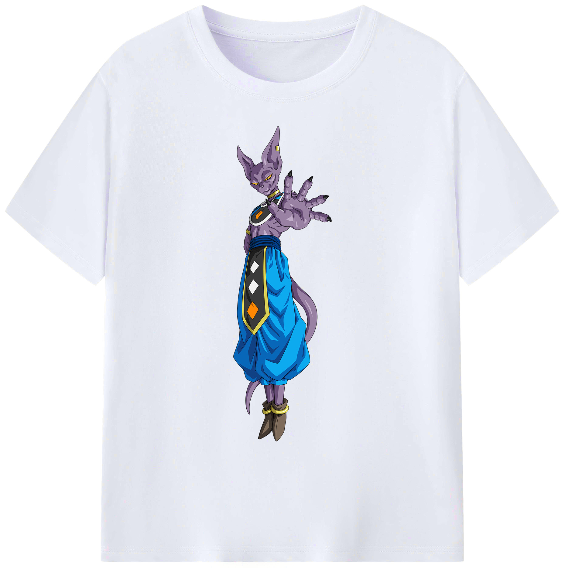 （画像用） ドラゴンボール ビルス 破壊神ビルス DRAGON BALL Beerus Birusu 綿100％ メンズ半袖Tシャツ｜肌触りやわらか＆通気性