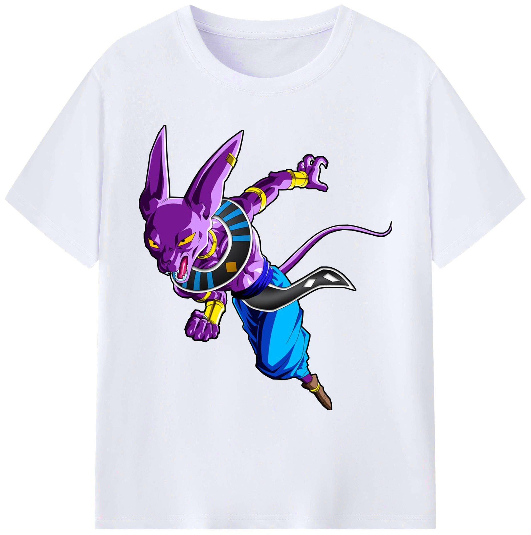 （画像用） ドラゴンボール ビルス 破壊神ビルス DRAGON BALL Beerus Birusu 綿100％ メンズ半袖Tシャツ｜肌触りやわらか＆通気性