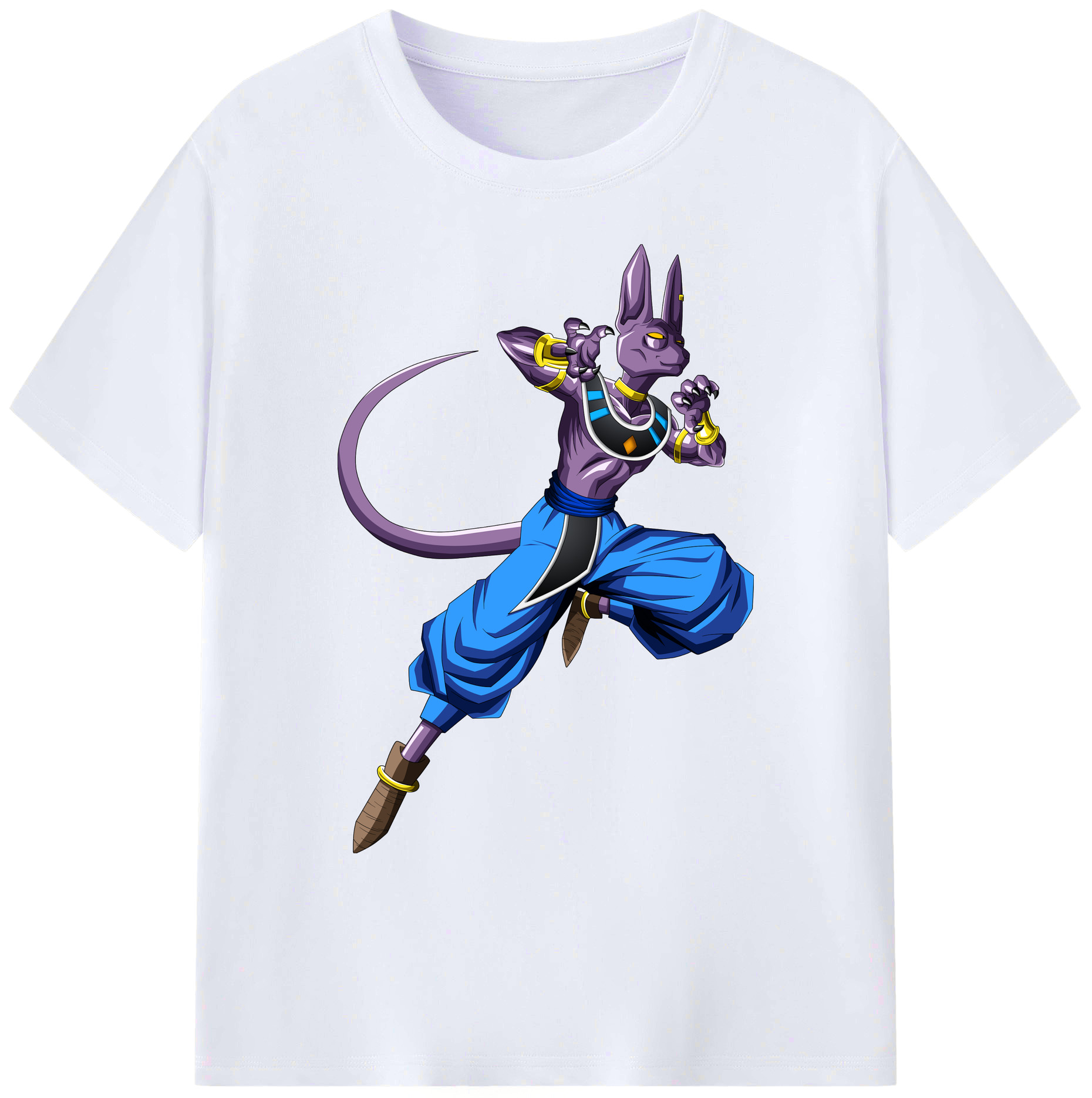 （画像用） ドラゴンボール ビルス 破壊神ビルス DRAGON BALL Beerus Birusu 綿100％ メンズ半袖Tシャツ｜肌触りやわらか＆通気性