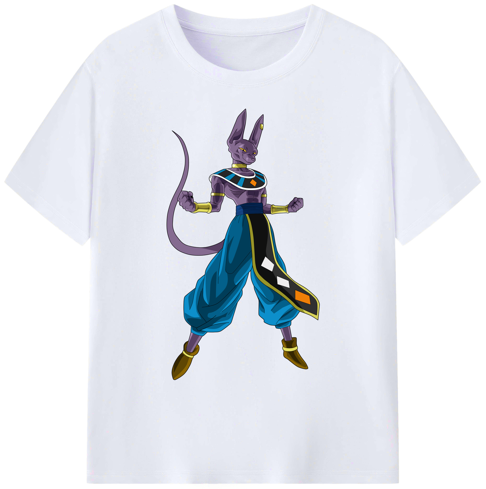 （画像用） ドラゴンボール ビルス 破壊神ビルス DRAGON BALL Beerus Birusu 綿100％ メンズ半袖Tシャツ｜肌触りやわらか＆通気性