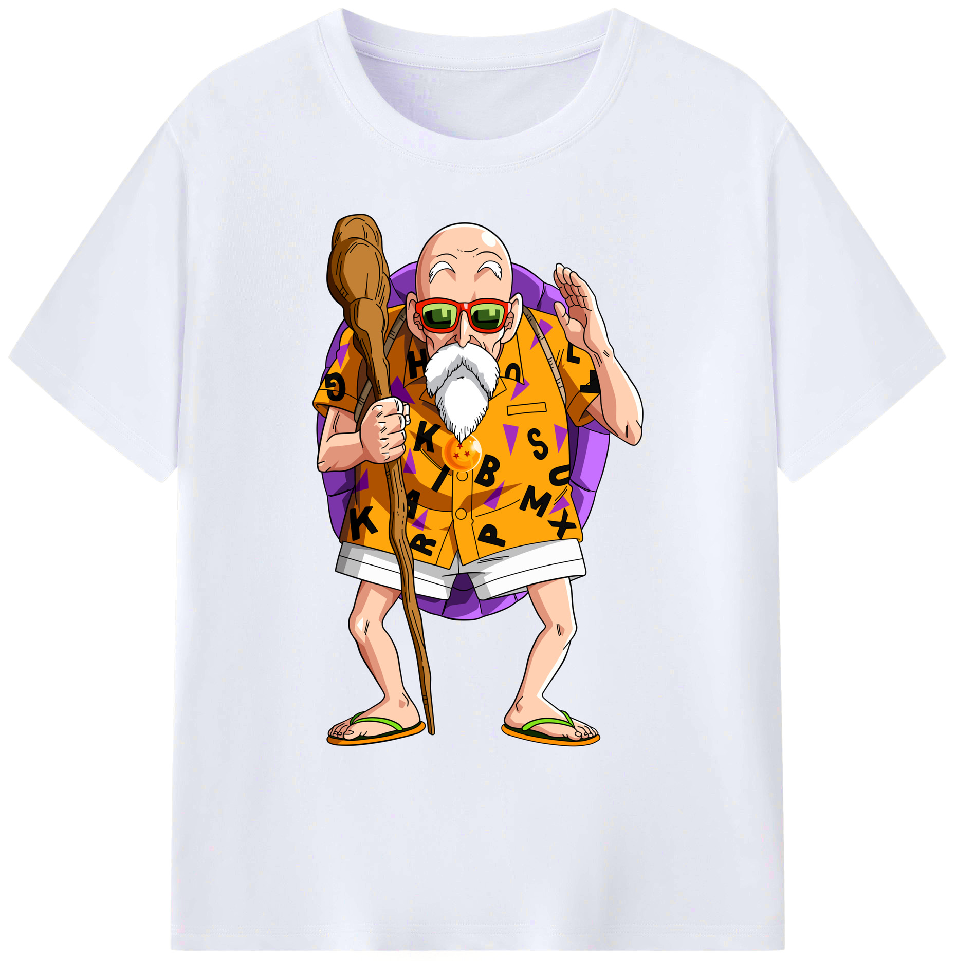 （画像用） ドラゴンボール 亀仙人（かめせんにん） DRAGON BALL Master Roshi Kame Sennin 綿100％ メンズ半袖Tシャツ｜肌触りやわらか＆通気性