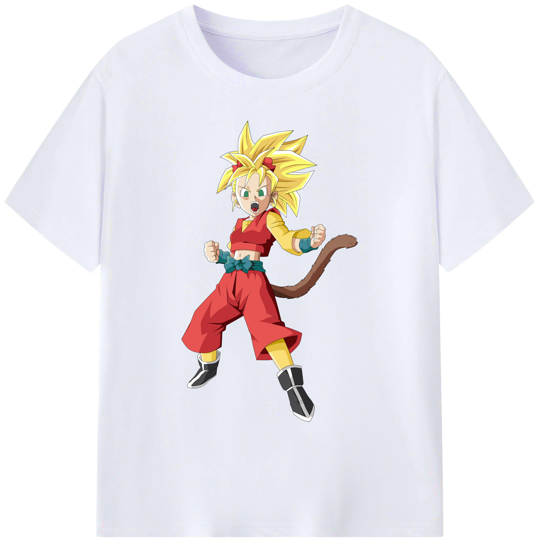 （画像用） ドラゴンボール カリフラ DRAGON BALL Caulifla 綿100％ メンズ半袖Tシャツ｜肌触りやわらか＆通気性