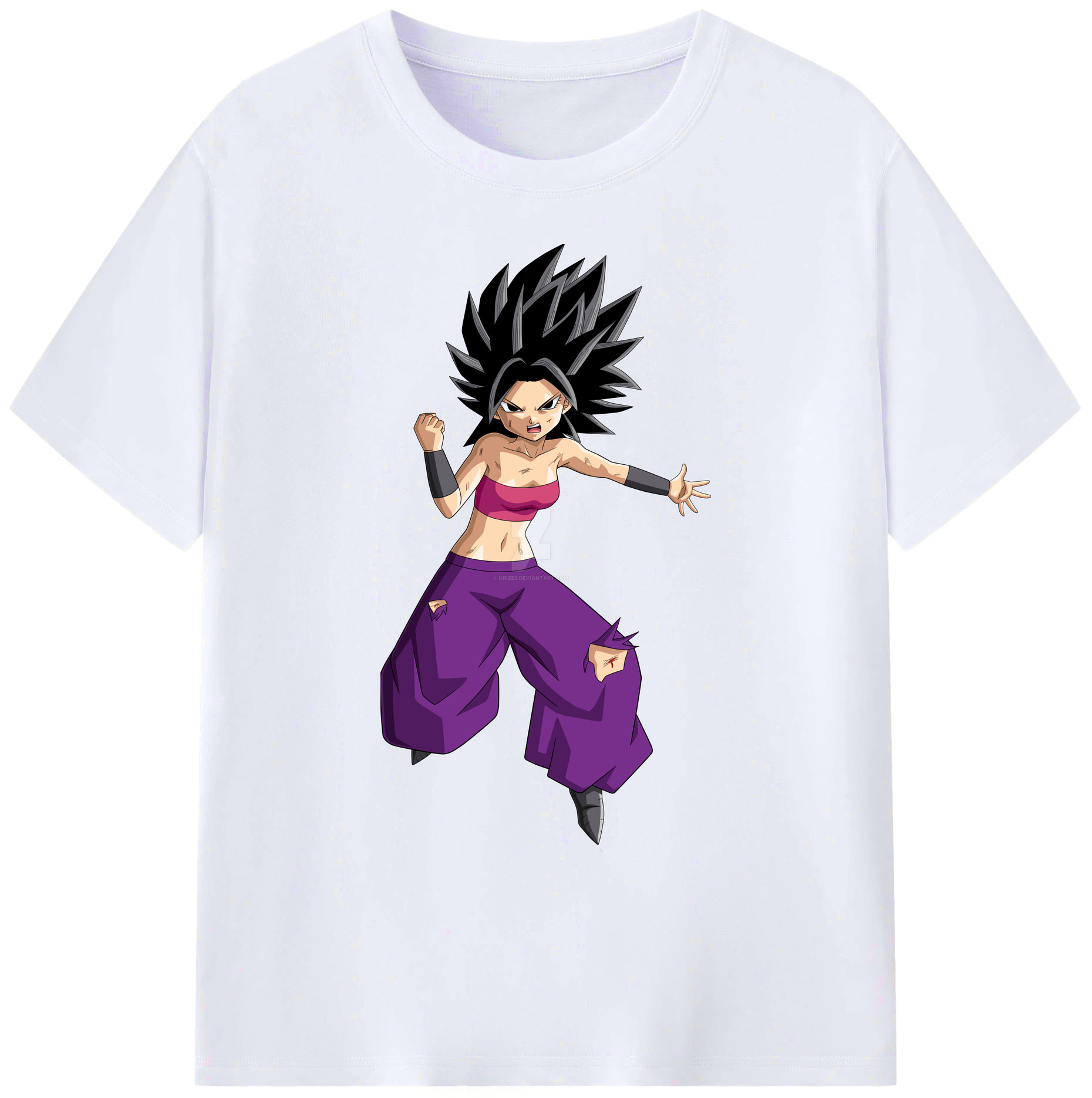 （画像用） ドラゴンボール カリフラ DRAGON BALL Caulifla 綿100％ メンズ半袖Tシャツ｜肌触りやわらか＆通気性
