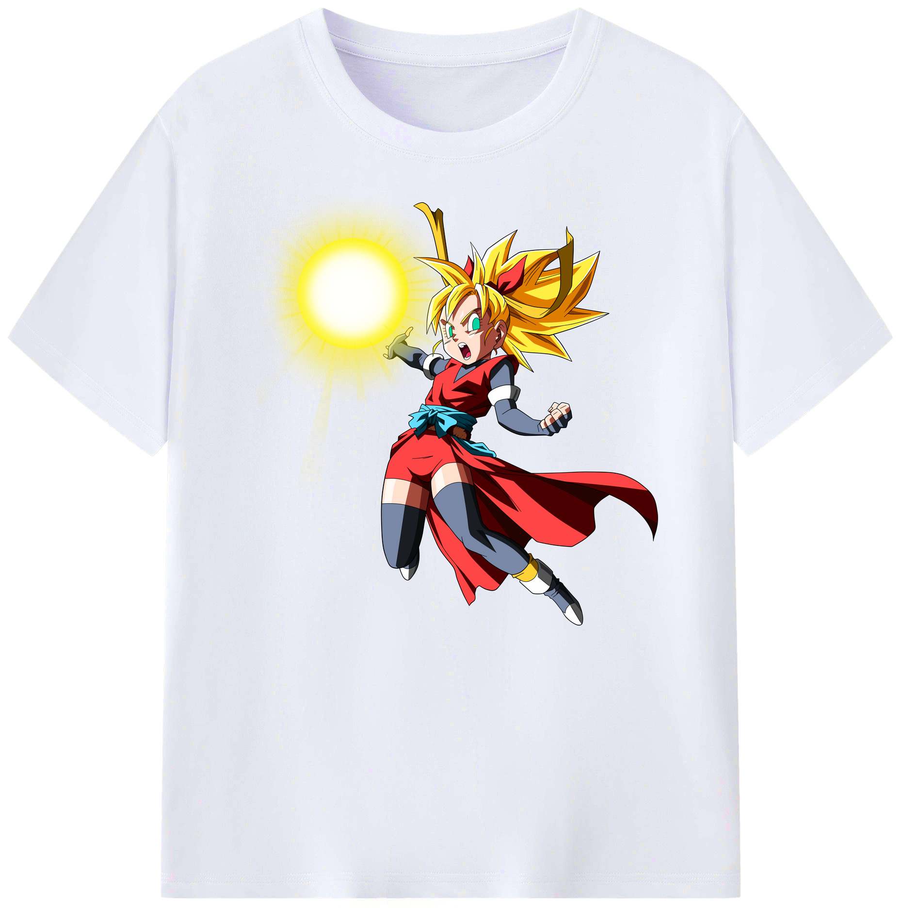 （画像用） ドラゴンボール カリフラ DRAGON BALL Caulifla 綿100％ メンズ半袖Tシャツ｜肌触りやわらか＆通気性