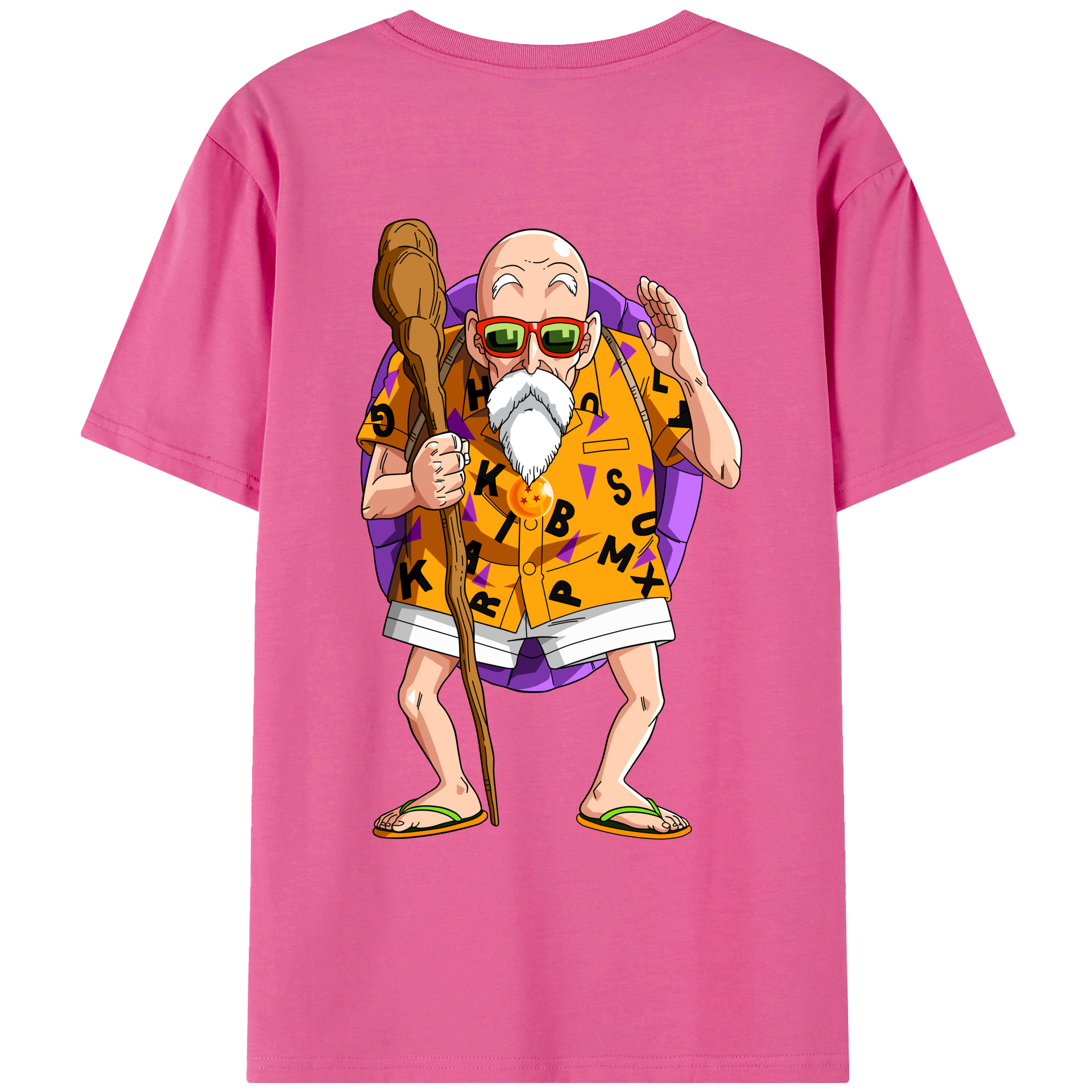 （画像用） ドラゴンボール 亀仙人（かめせんにん） DRAGON BALL Master Roshi Kame Sennin レディース半袖Tシャツ(バックプリント)