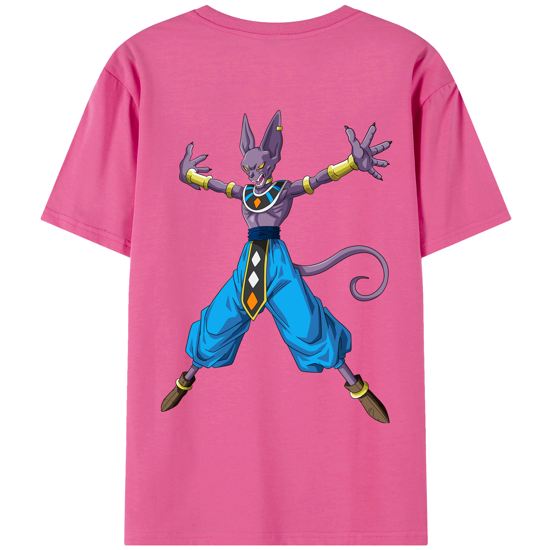 （画像用） ドラゴンボール ビルス 破壊神ビルス DRAGON BALL Beerus Birusu レディース半袖Tシャツ(バックプリント)