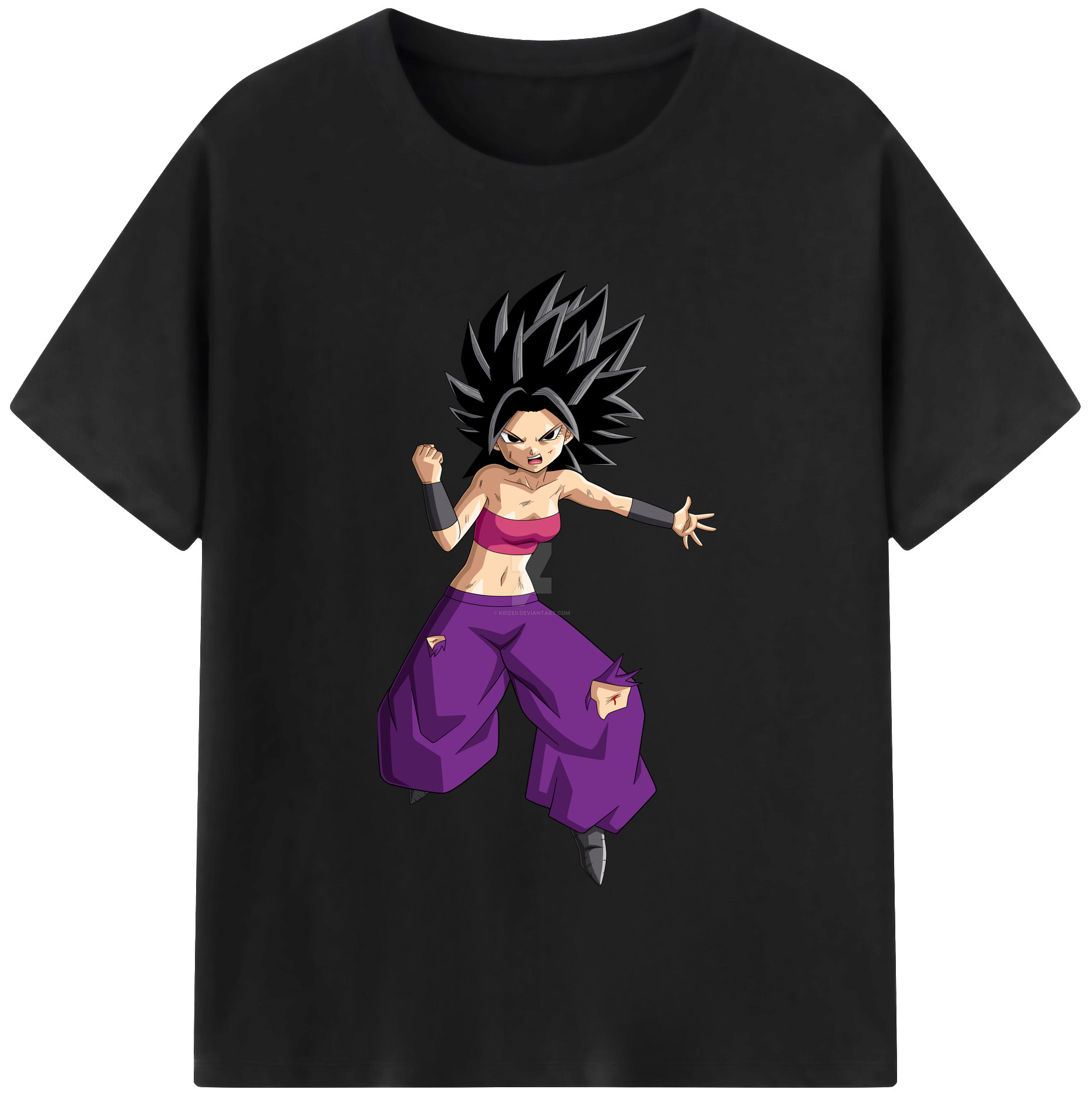 （画像用） ドラゴンボール カリフラ DRAGON BALL Caulifla レディースカジュアルプリントTシャツ（綿100％）