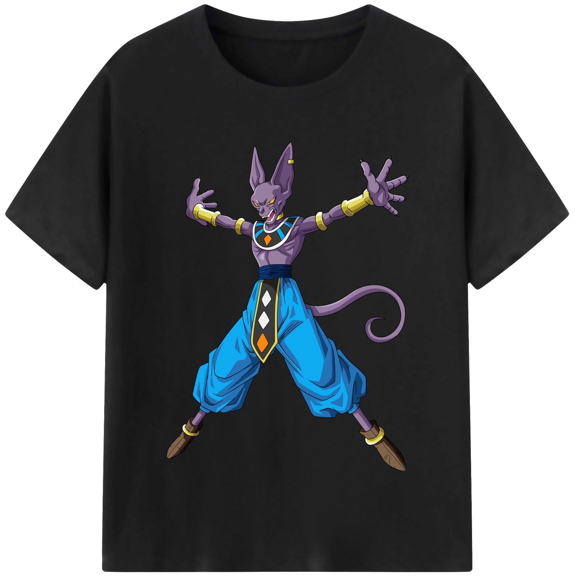 （画像用） ドラゴンボール ビルス 破壊神ビルス DRAGON BALL Beerus Birusu レディースカジュアルプリントTシャツ（綿100％）