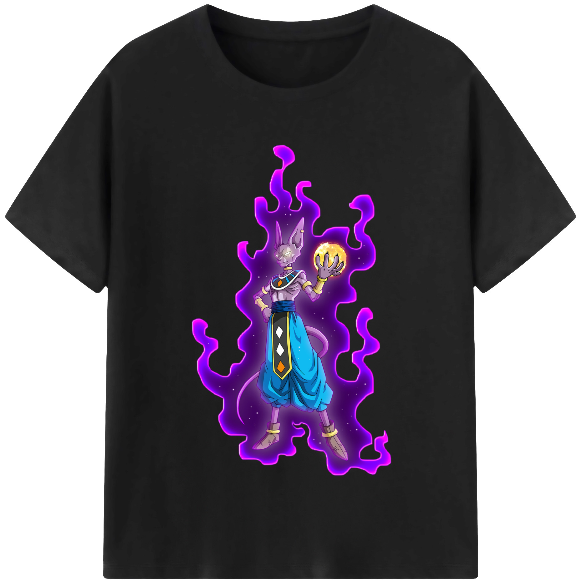 （画像用） ドラゴンボール ビルス 破壊神ビルス DRAGON BALL Beerus Birusu レディースカジュアルプリントTシャツ（綿100％）
