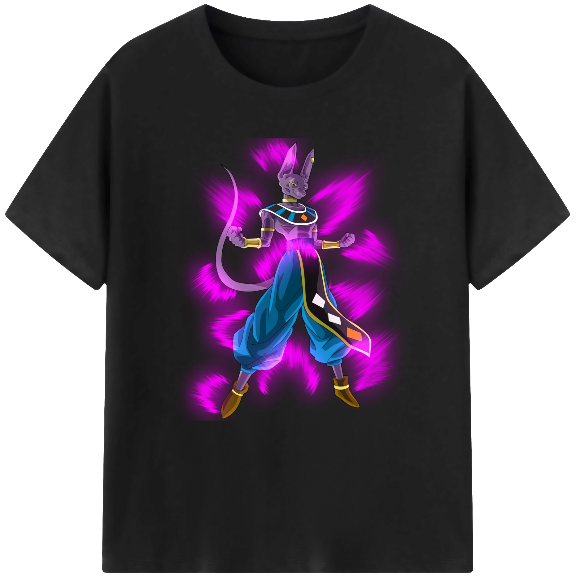 （画像用） ドラゴンボール ビルス 破壊神ビルス DRAGON BALL Beerus Birusu レディースカジュアルプリントTシャツ（綿100％）