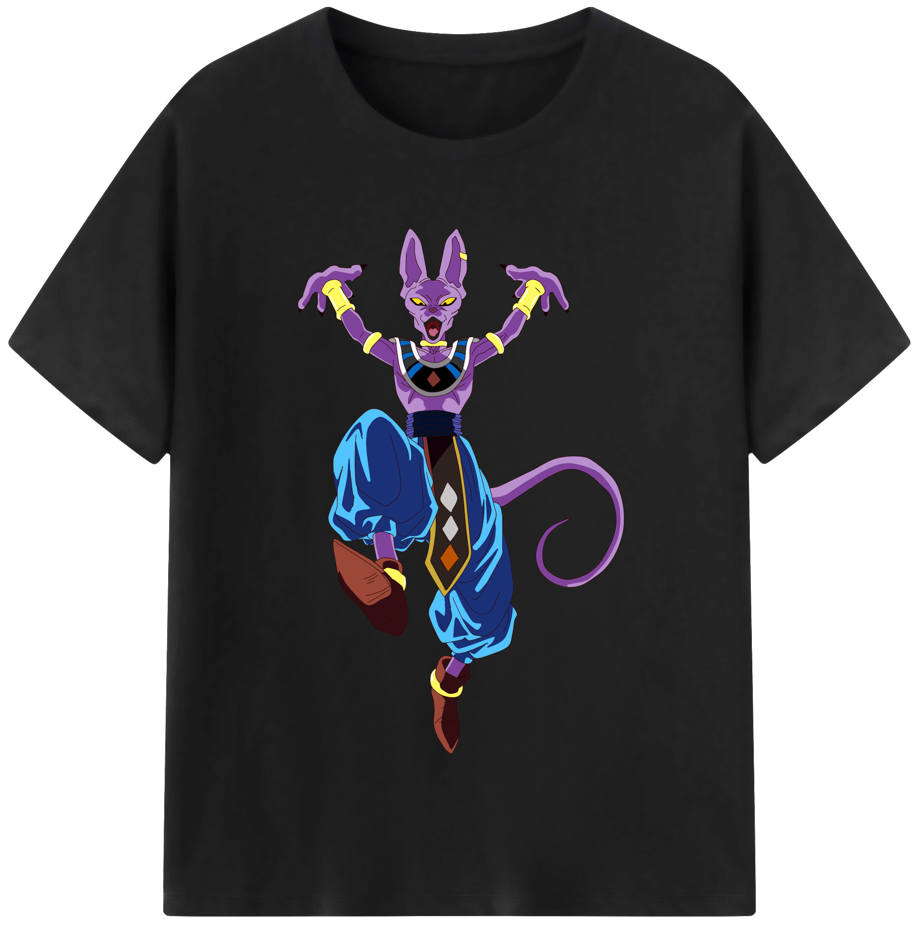 （画像用） ドラゴンボール ビルス 破壊神ビルス DRAGON BALL Beerus Birusu レディースカジュアルプリントTシャツ（綿100％）