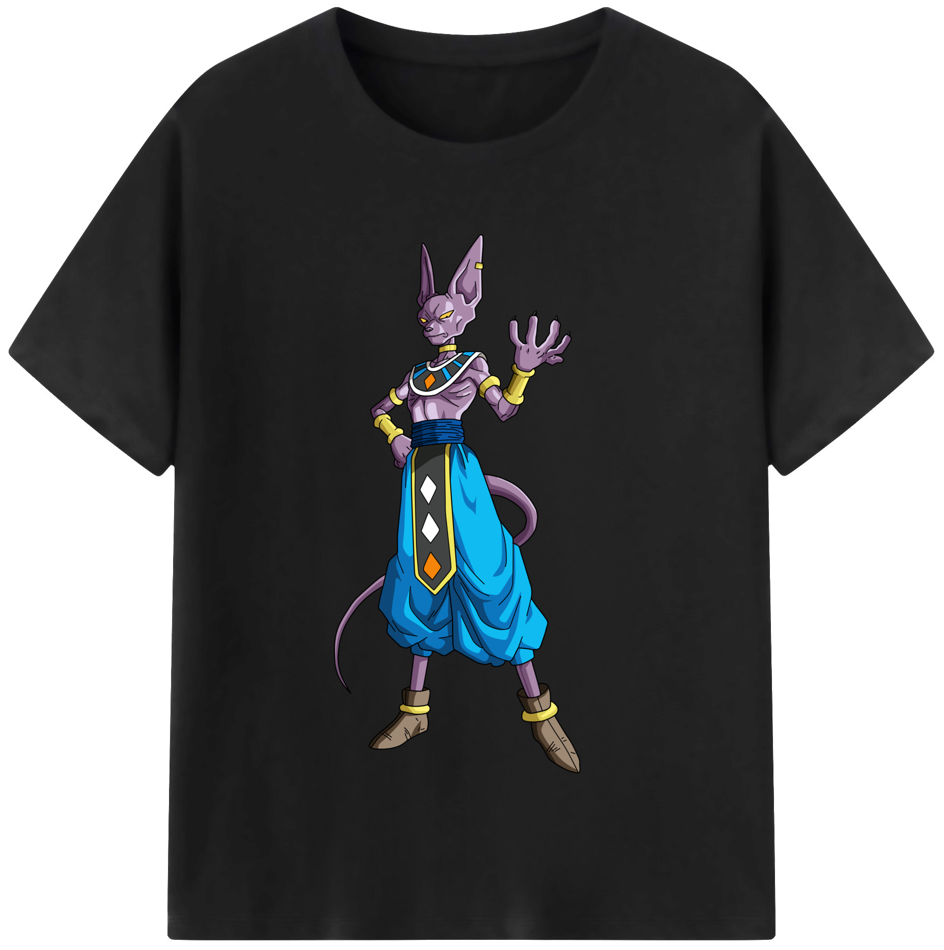 （画像用） ドラゴンボール ビルス 破壊神ビルス DRAGON BALL Beerus Birusu レディースカジュアルプリントTシャツ（綿100％）