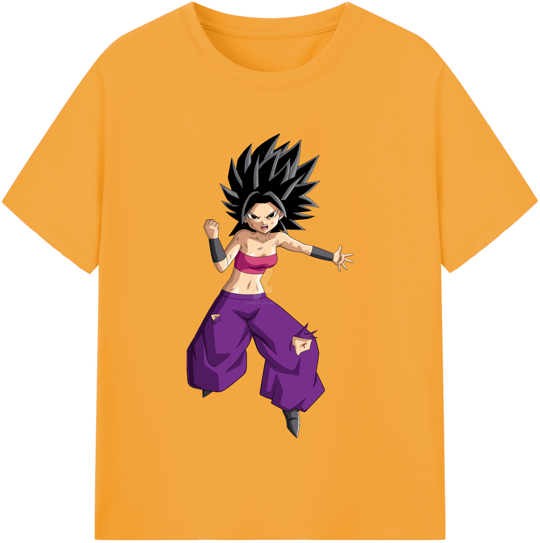 （画像用） ドラゴンボール カリフラ DRAGON BALL Caulifla レディースカジュアルプリントTシャツ（綿100％）