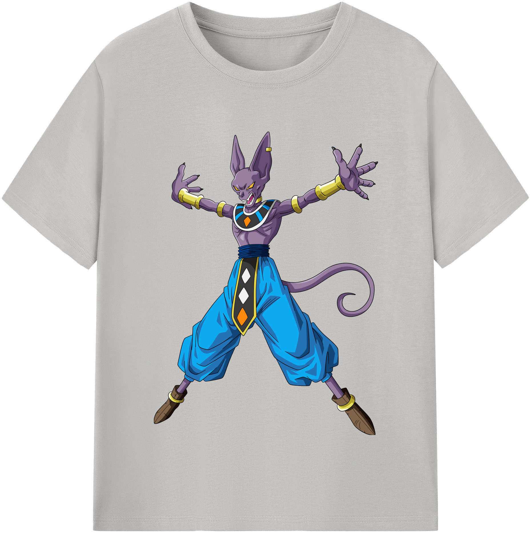 （画像用） ドラゴンボール ビルス 破壊神ビルス DRAGON BALL Beerus Birusu レディースカジュアルプリントTシャツ（綿100％）
