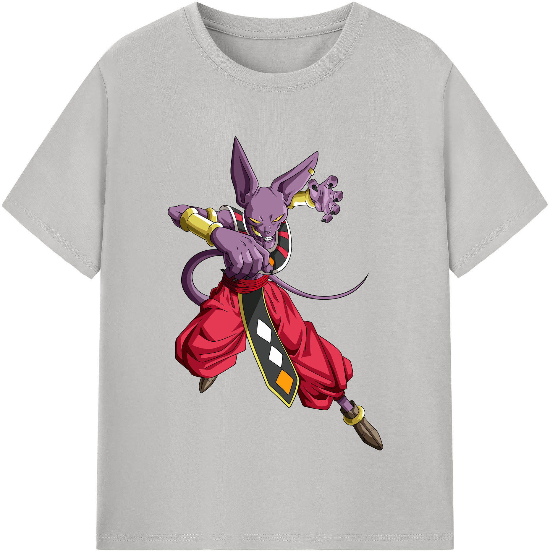 （画像用） ドラゴンボール ビルス 破壊神ビルス DRAGON BALL Beerus Birusu レディースカジュアルプリントTシャツ（綿100％）