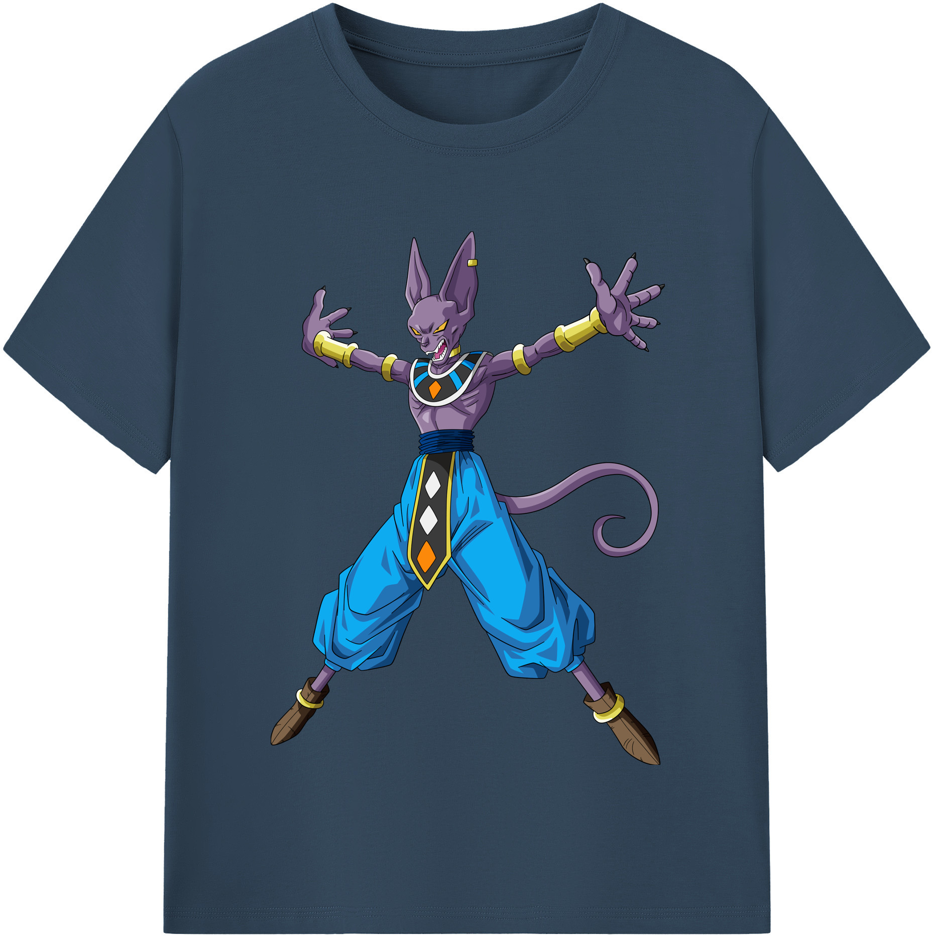 （画像用） ドラゴンボール ビルス 破壊神ビルス DRAGON BALL Beerus Birusu レディースカジュアルプリントTシャツ（綿100％）