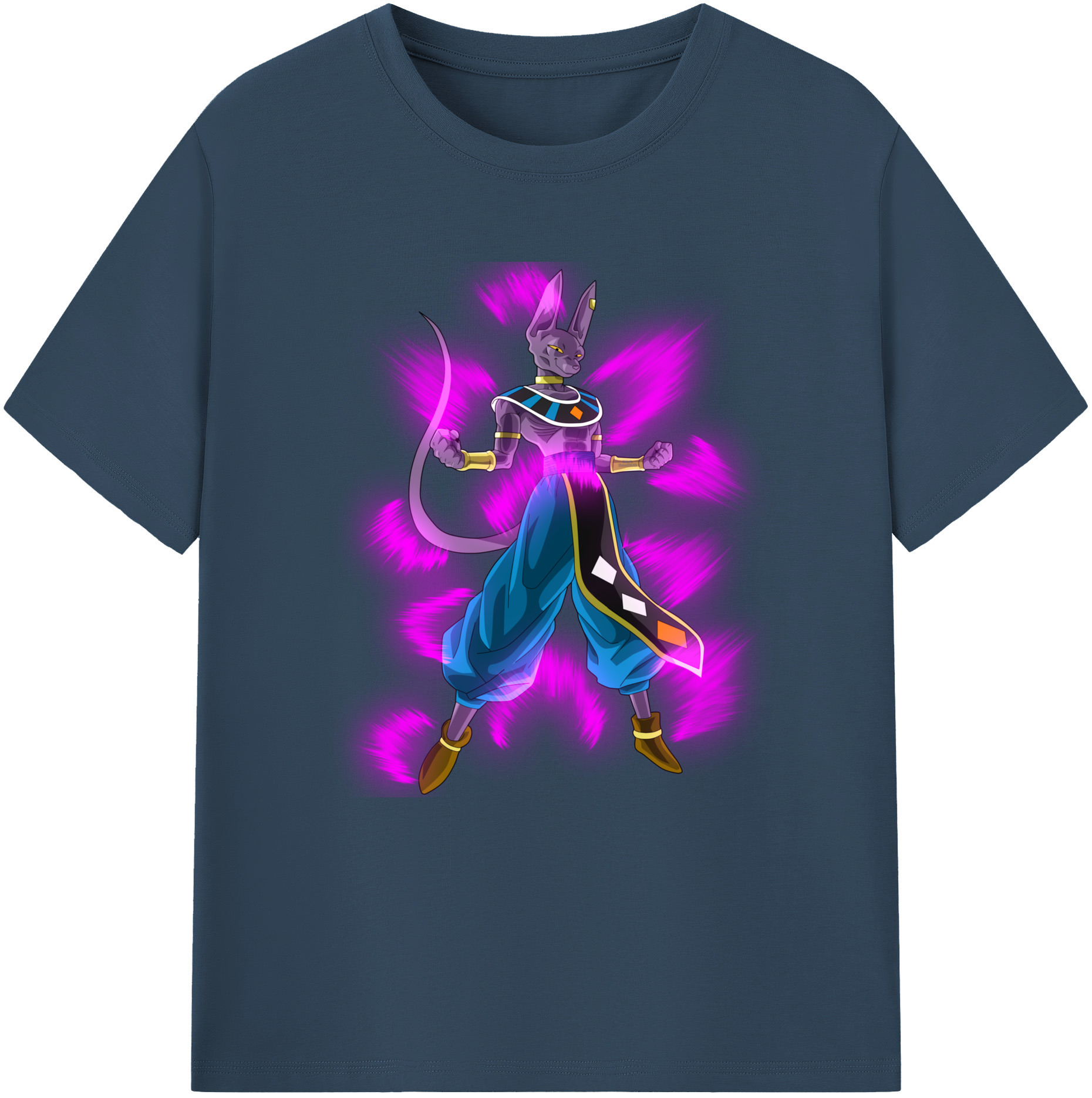 （画像用） ドラゴンボール ビルス 破壊神ビルス DRAGON BALL Beerus Birusu レディースカジュアルプリントTシャツ（綿100％）