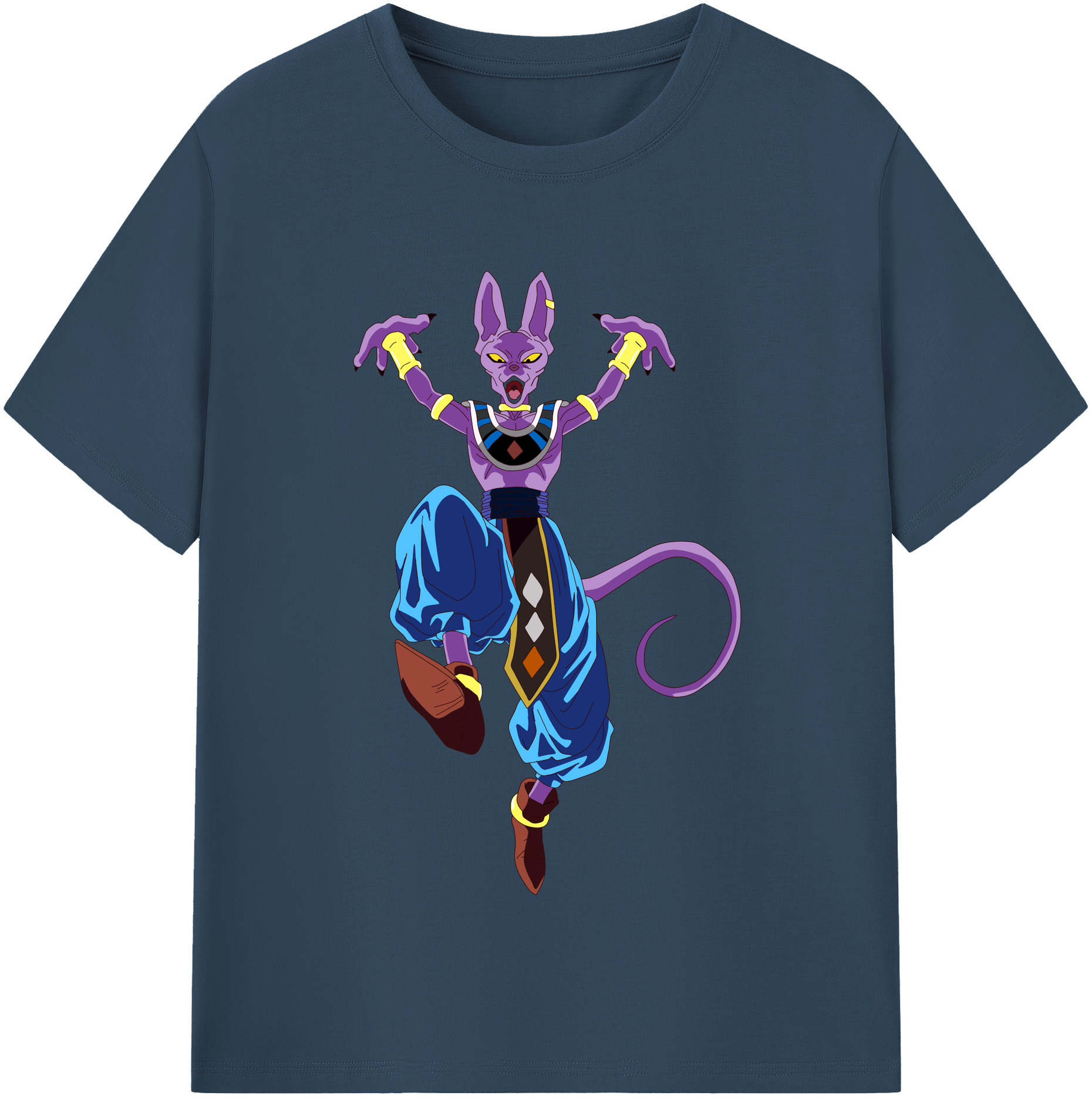 （画像用） ドラゴンボール ビルス 破壊神ビルス DRAGON BALL Beerus Birusu レディースカジュアルプリントTシャツ（綿100％）